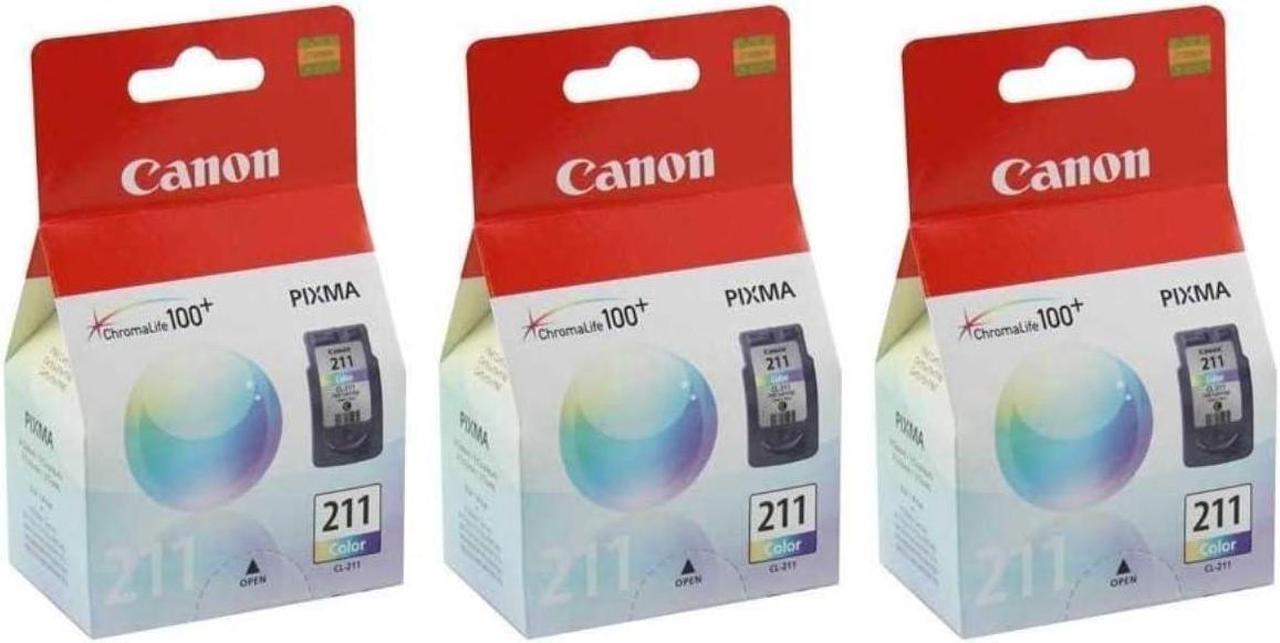 3 X Canon CL-211, 2976B001 (CL211CLR) Color OEM Genuine Inkjet/Ink Cartridge