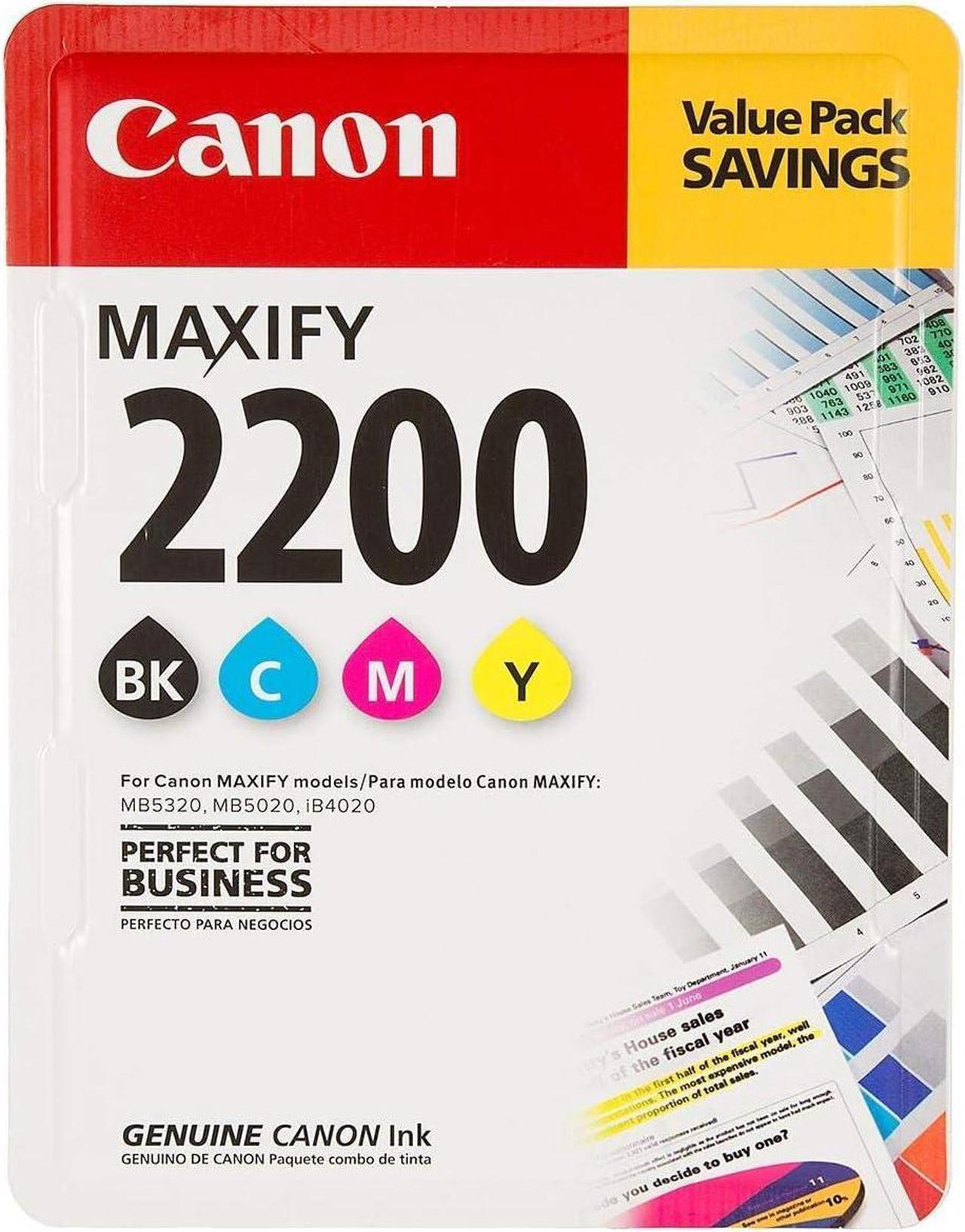 Canon Ink MAXIFY PGI-2200 4 Color Multi Pack Ink Black Cyan Magenta Yellow