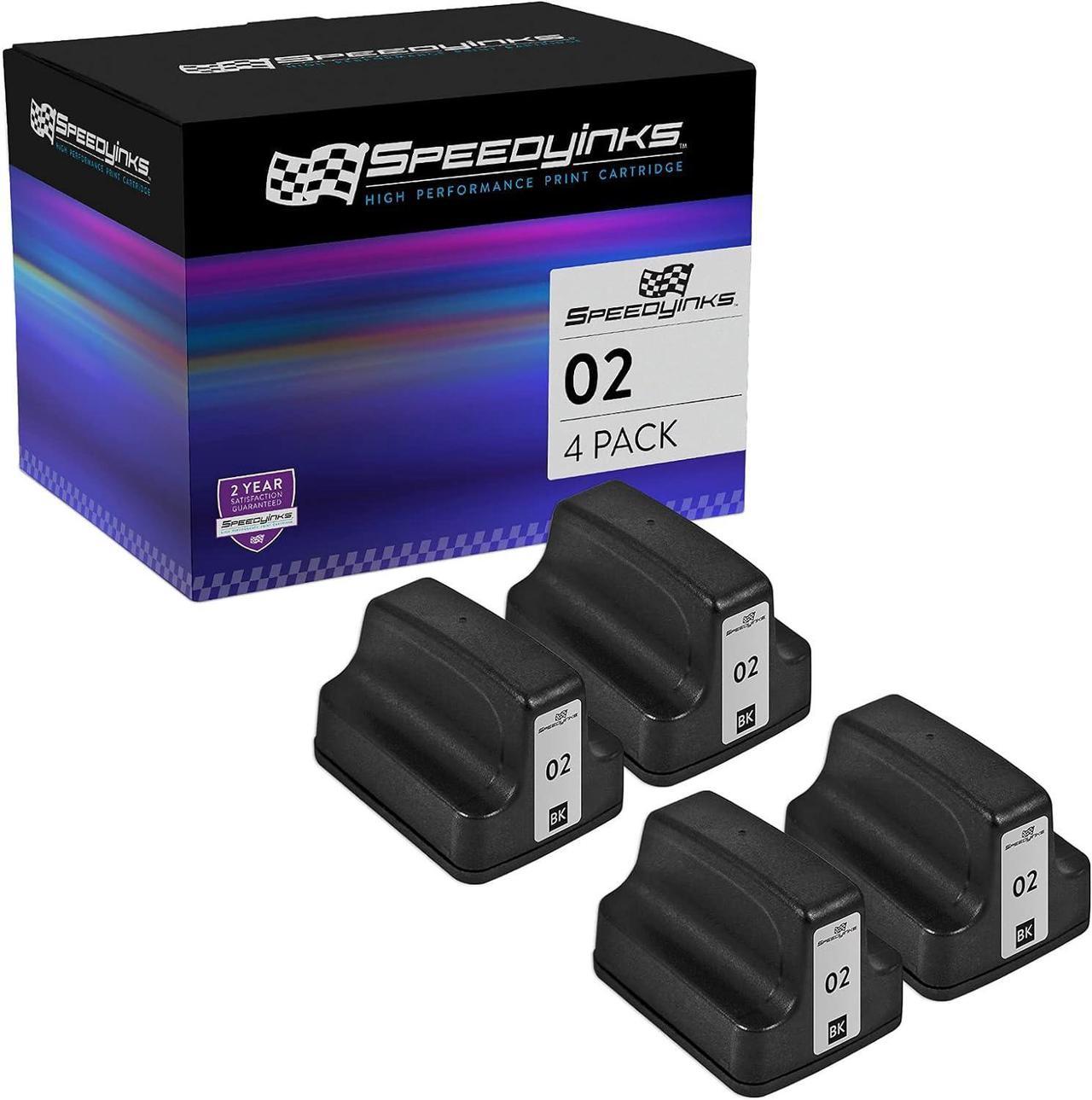 SPEEDYINKS Remanufactured Replacements  02 Ink Cartridges C8721WN with Smart chip (Black, 4-Pack) for PhotoSmart C5180 C6180 C6280 C7250 C7280 C8180 D7145 D7155 D7160 D7168 D7245 D7255 D7260