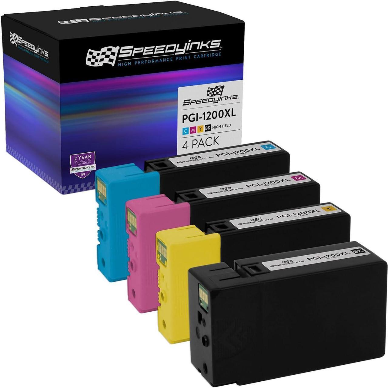 Speedy Inks - Compatible Canon PGI-1200XL PGI1200XL PGI 1200XL PGI1200 1200 Set of 4 Ink Cartridges 9183B001 Black, 9196B001 Cyan, 9197B001 Magenta, & 9198B001 Yellow for MAXIFY MB2320, MAXIFY MB2020