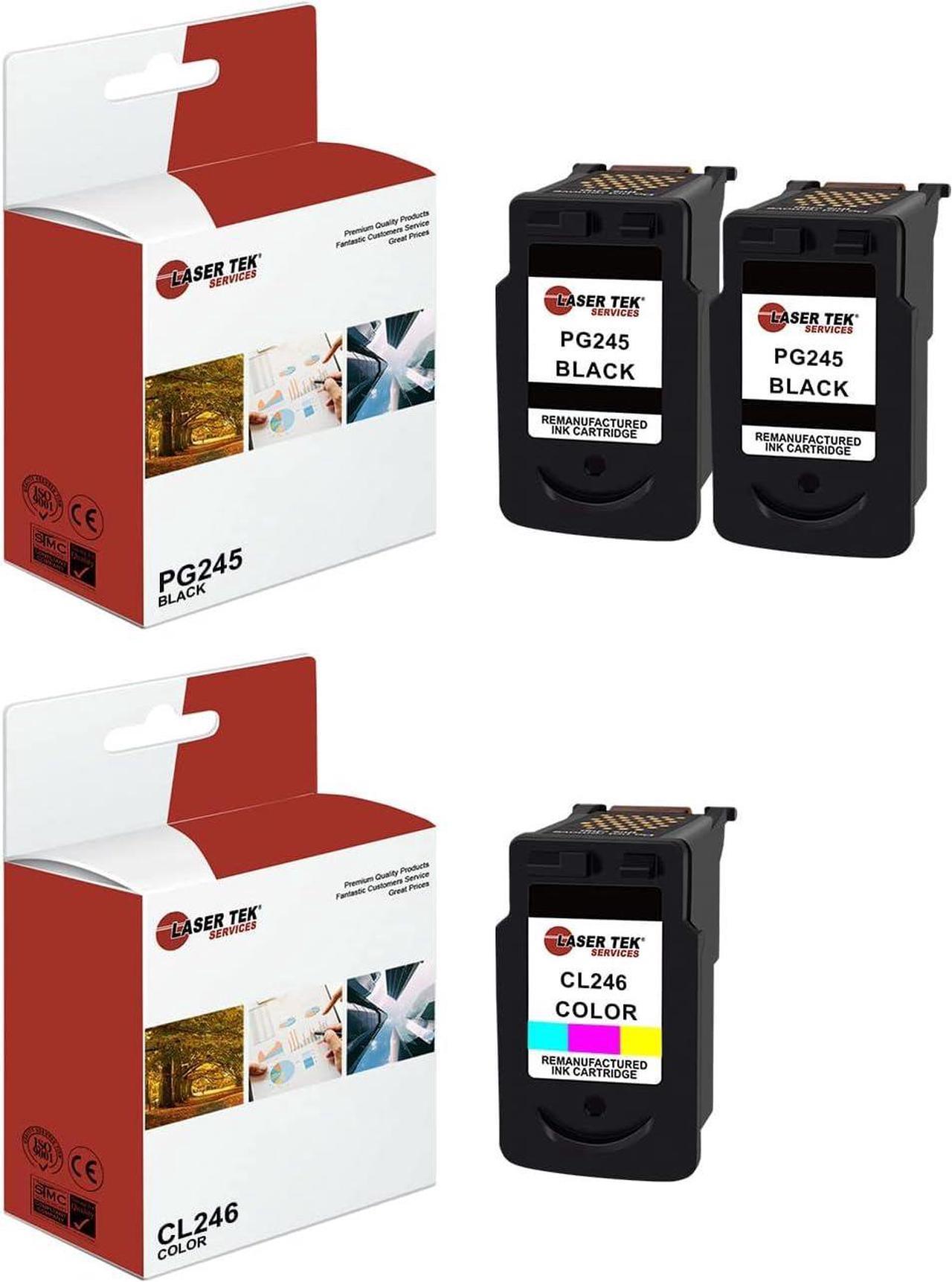 Laser Tek Services Compatible High Yield Ink Cartridge Replacement for Canon PG-245 CL-246 Works with Canon Pixma iP2820, MG2420 MG2520 Printers (Black, Tri-Color, 3 Pack)