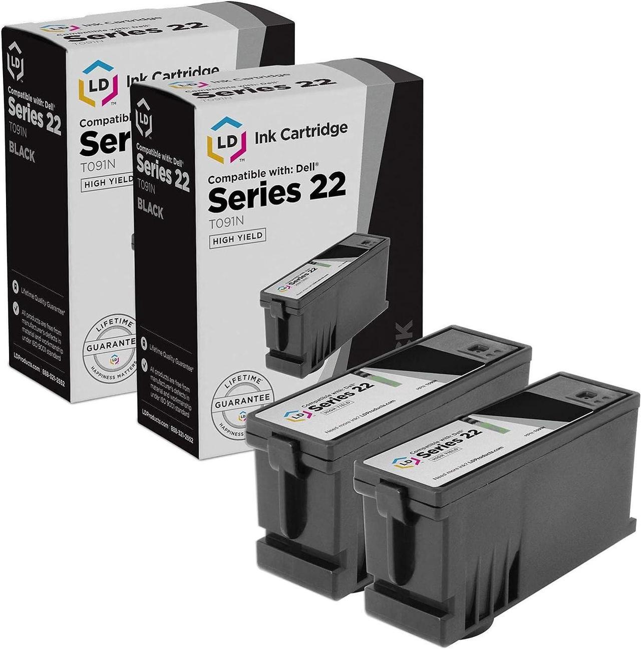 LD Compatible Replacements for Dell T091N (Series 22) Set of 2 High Yield Black Inkjet Cartridges for use in Dell ...