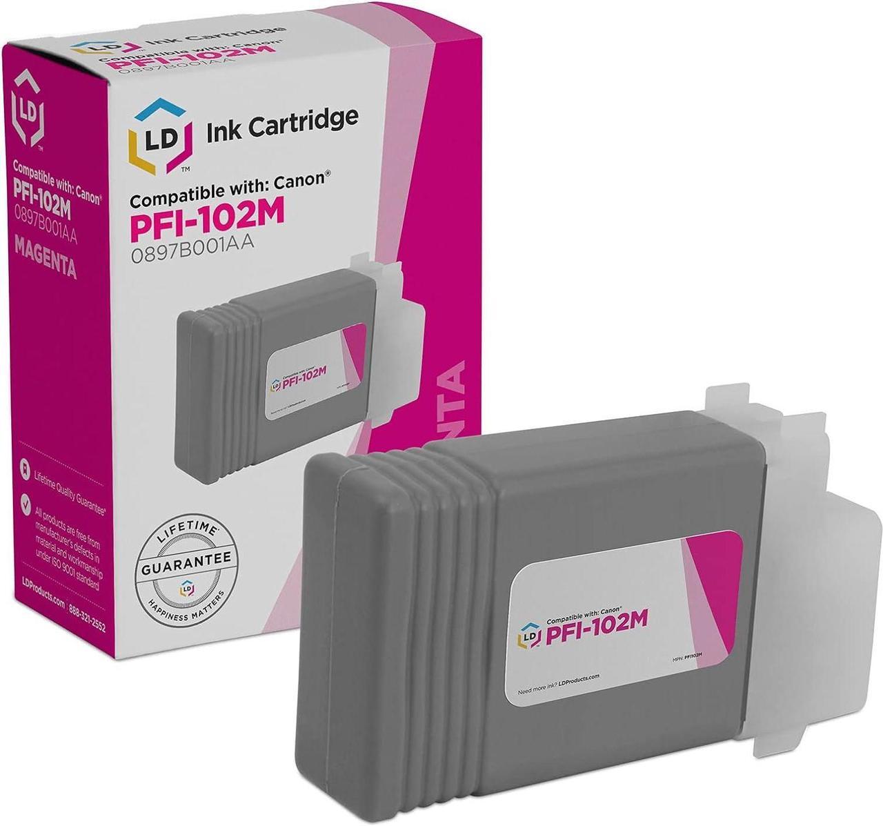 LD Compatible Ink Cartridge Replacement for Canon PFI-102M 0897B001AA (Magenta)