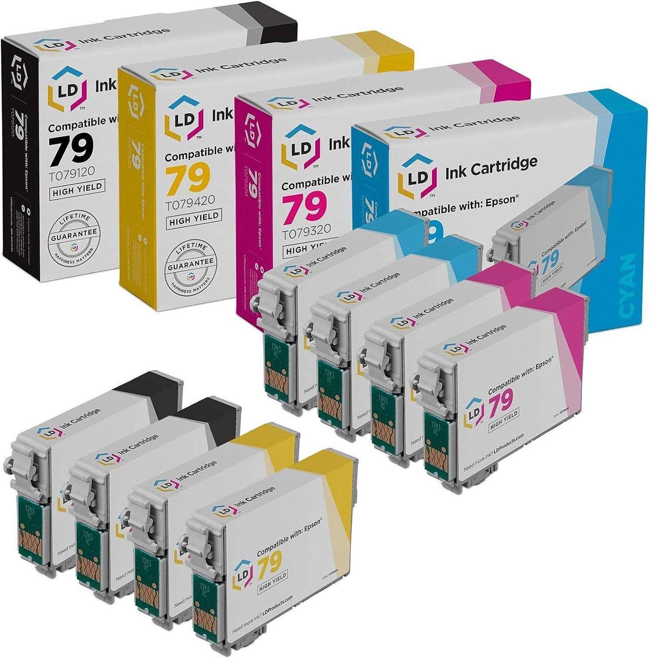 LD Remanufactured Ink Cartridge Replacement for Epson 79 High Yield (2 Black, 2 Cyan, 2 Magenta, 2 Yellow, 8-Pack)