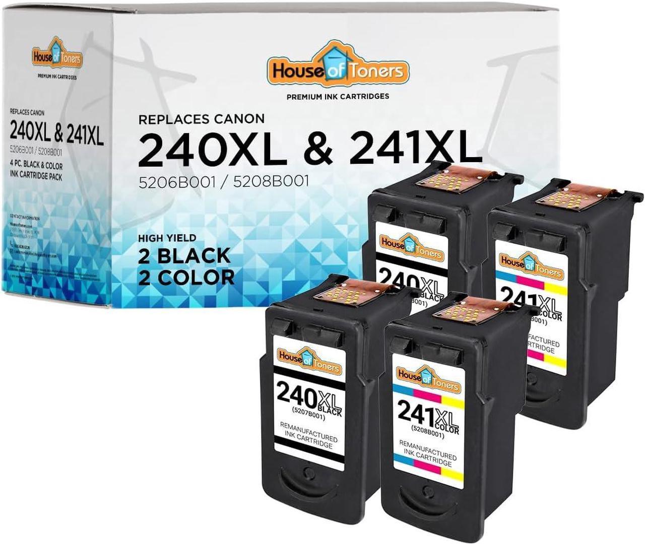 HouseOfToners Remanufactured Ink Cartridge Replacement for Canon PG-240XL & CL-241XL (2 Black & 2 Color, 4-Pack)