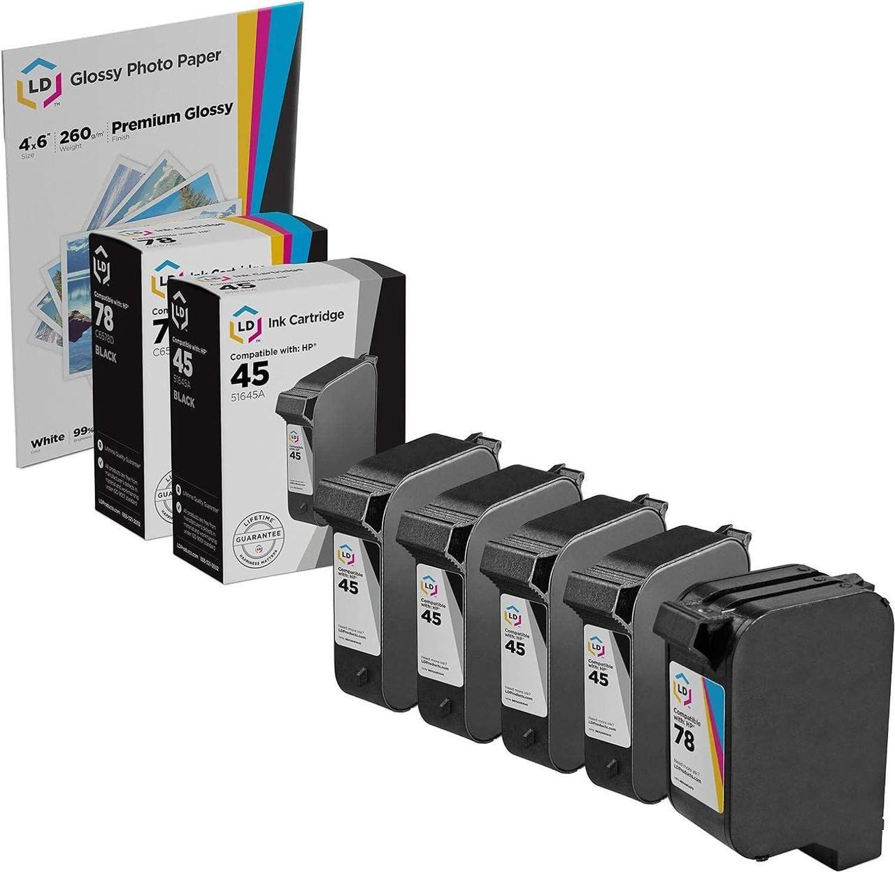 LD Remanufactured Replacement Ink Cartridges  45/78 Combo Set - 4 Remanufactured HP 45/51645A and 1 Reman HP ...