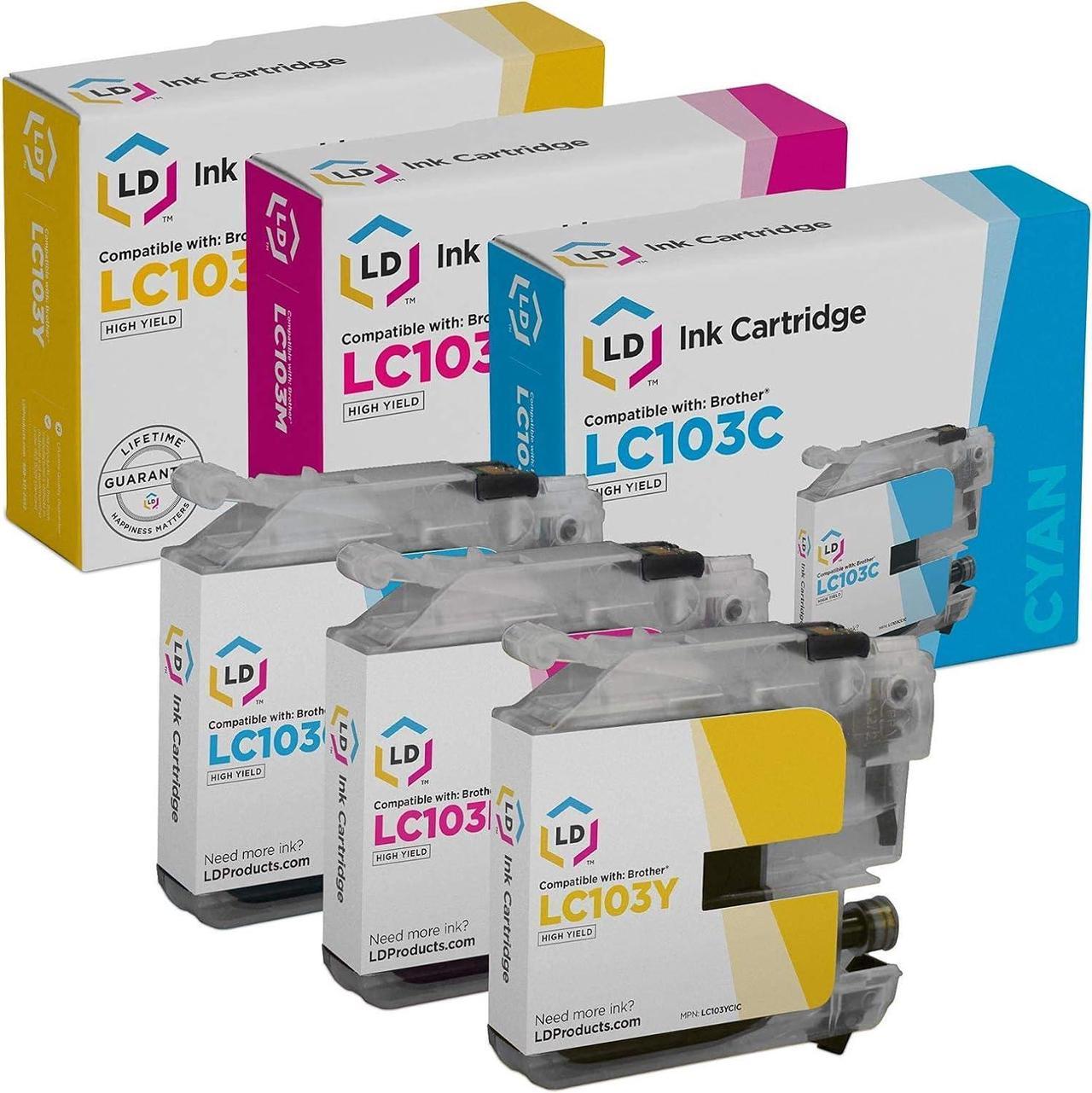 LD © Brother Compatible LC103 Set of 3 Ink Cartridges: 1 Each of Cyan/Magenta/Yellow for The MFC J245, J285DW, J450DW, J470DW, J475DW, J650DW, J6520DW, J6720DW, J6920DW, J870DW, J875DW