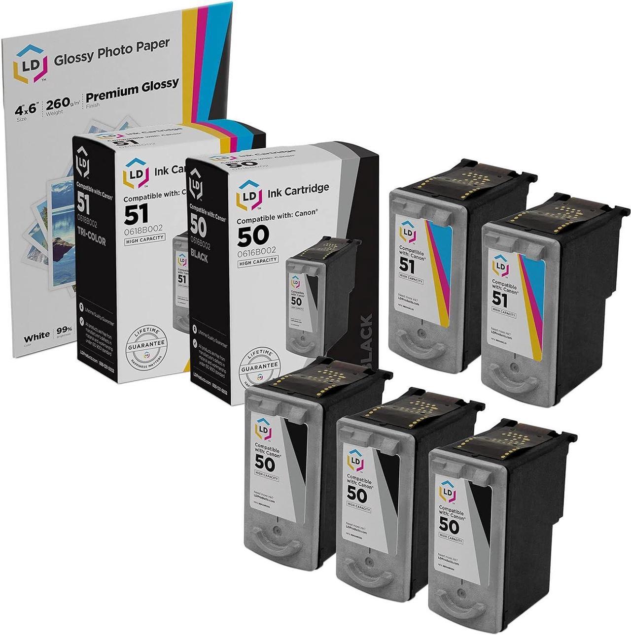 LD Remanufactured Ink Cartridge Replacement for Canon PG50 & CL51 High Capacity (3 Black, 2 Color, 5-Pack)