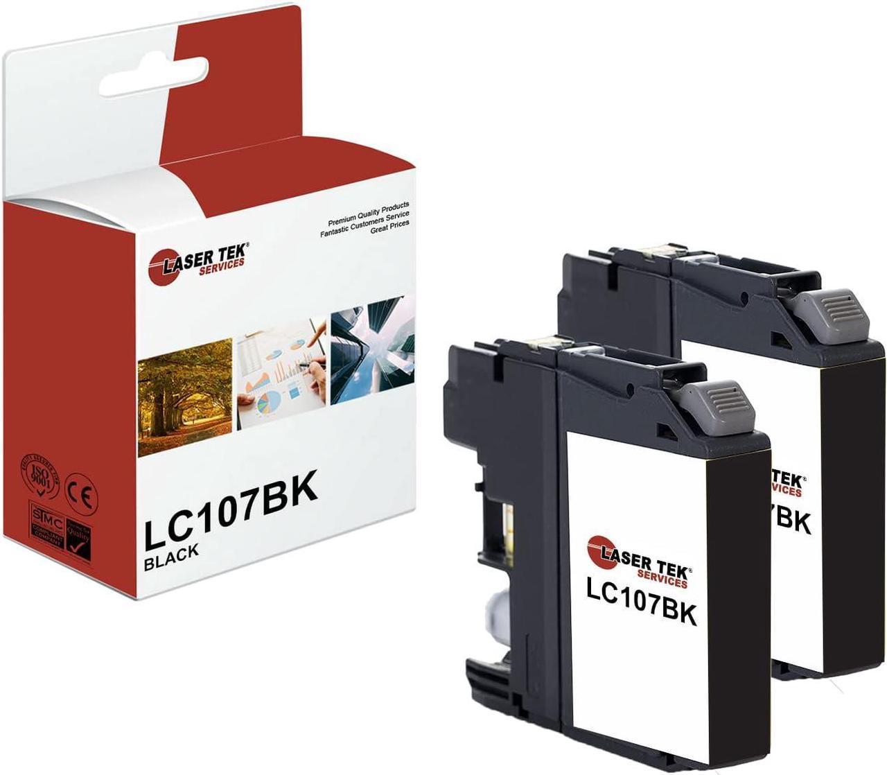 Laser Tek Services Compatible High Yield Ink Cartridge Replacement for Brother LC-107 LC107BK Works with Brother MFCJ4310DW J4410DW Printers (Black, 2 Pack) - 1,200 Pages