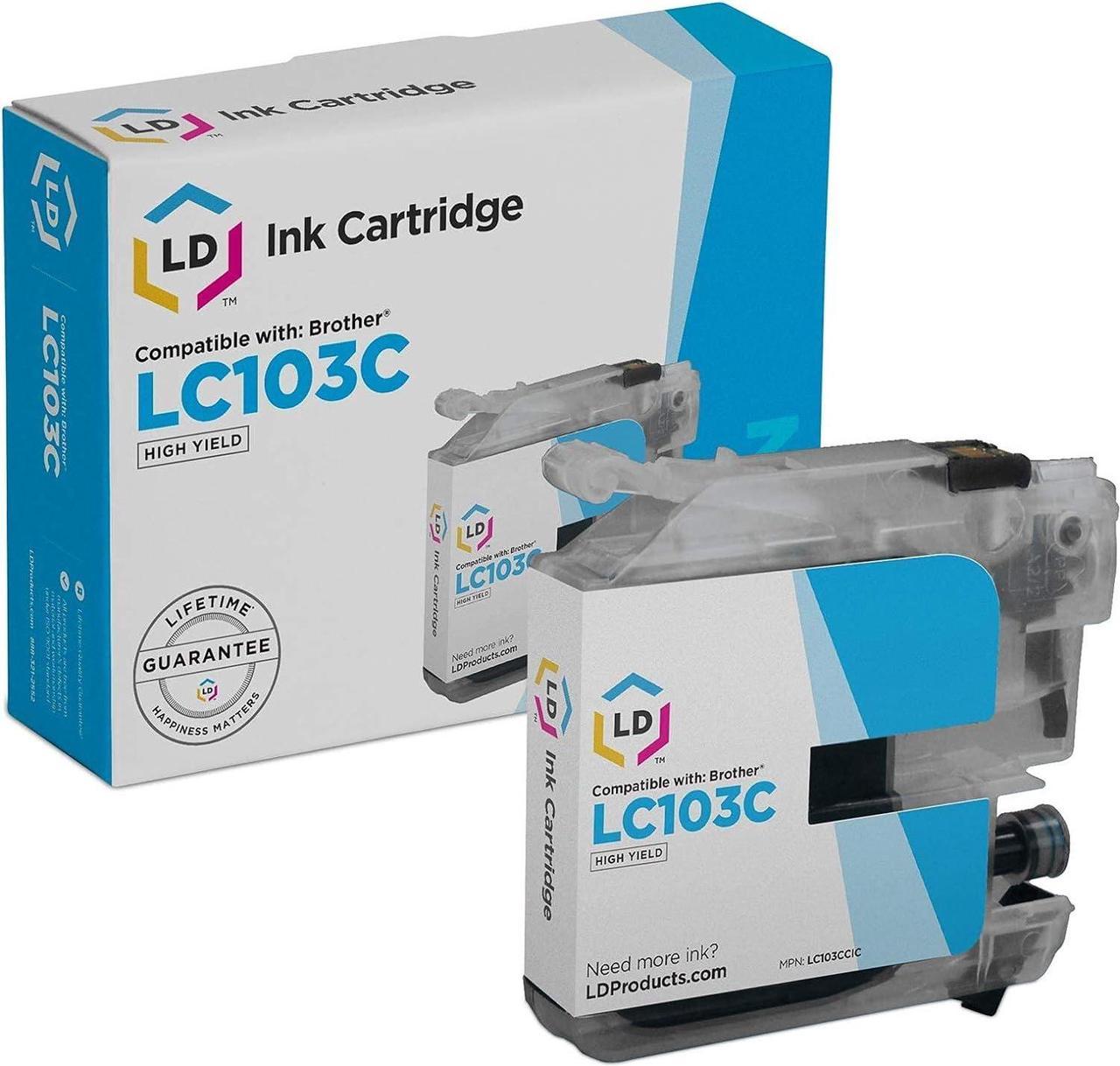 LD © Brother Compatible LC103C High Yield Cyan Ink Cartridge for The MFC J245, J285DW, J450DW, J470DW, J475DW, J650DW, J6520DW, J6720DW, J6920DW, J870DW, J875DW and DCP-J152W Printers