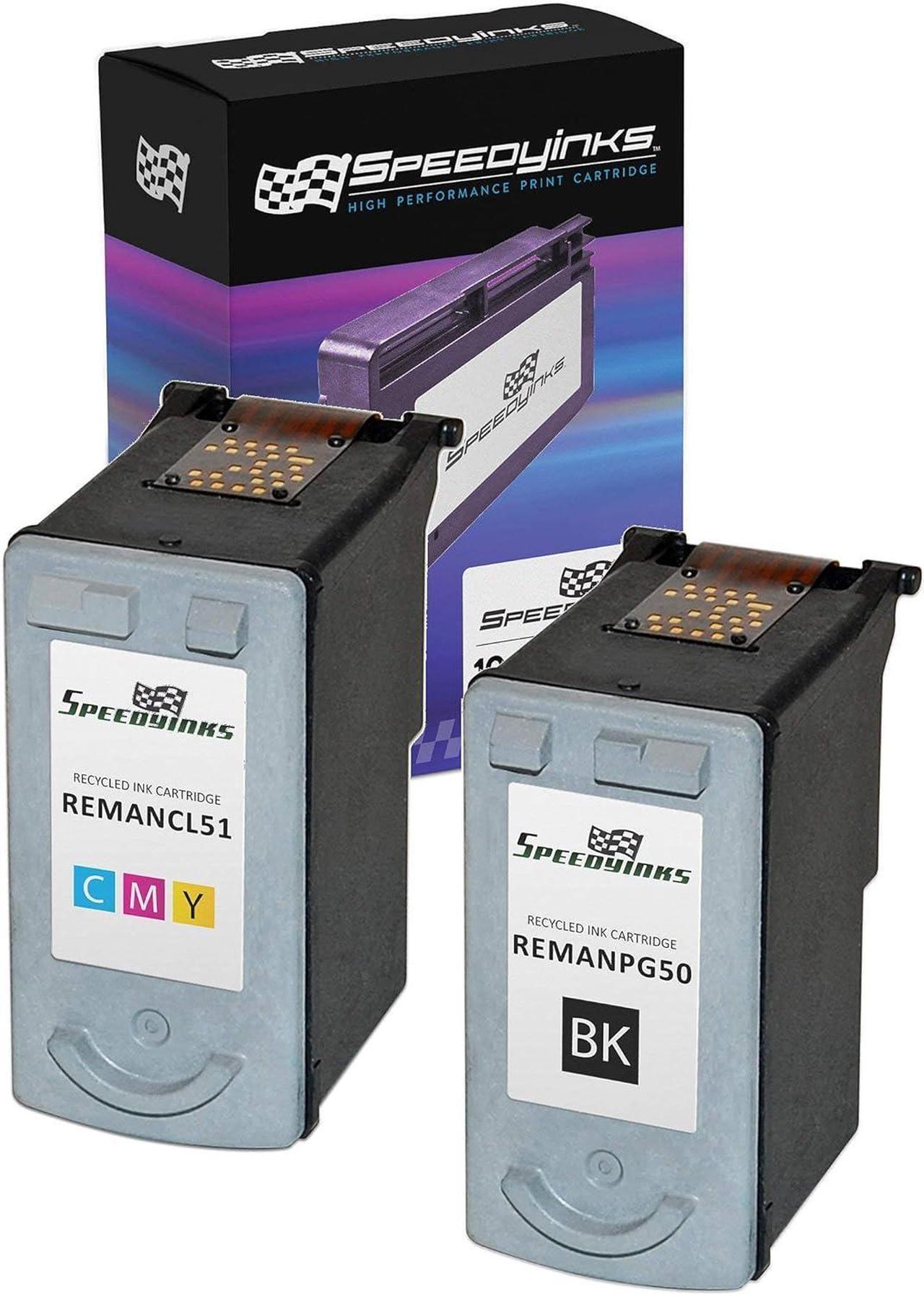 Speedy Inks Remanufactured Ink Cartridge Replacement for Canon PG50 and CL51 (1 Black, 1 Color, 2-Pack)