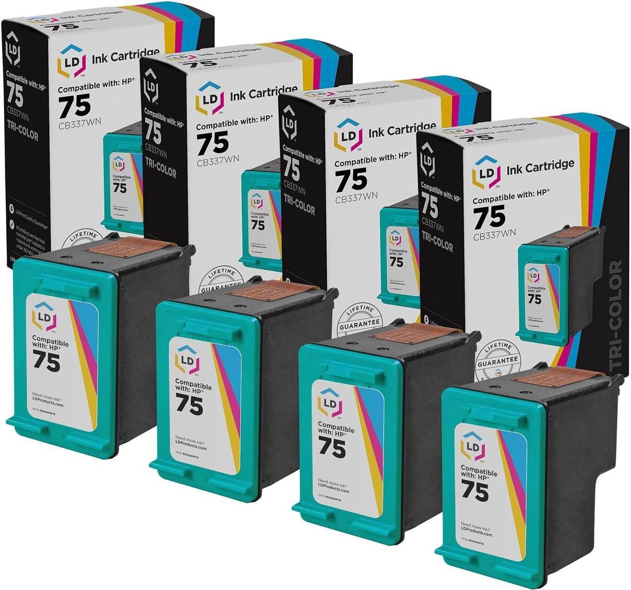 LD Remanufactured Replacement Ink Cartridge for Hewlett Packard CB337WN (HP 75) Tri-Color (4 Pack)