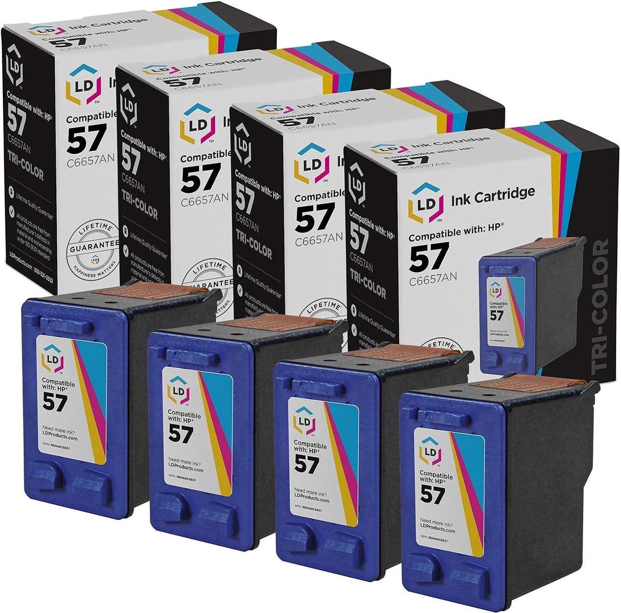 LD Remanufactured Replacement  57 C6657AN Pack of 4 Color Ink Cartridges for Color Copier 410, DeskJet 450,