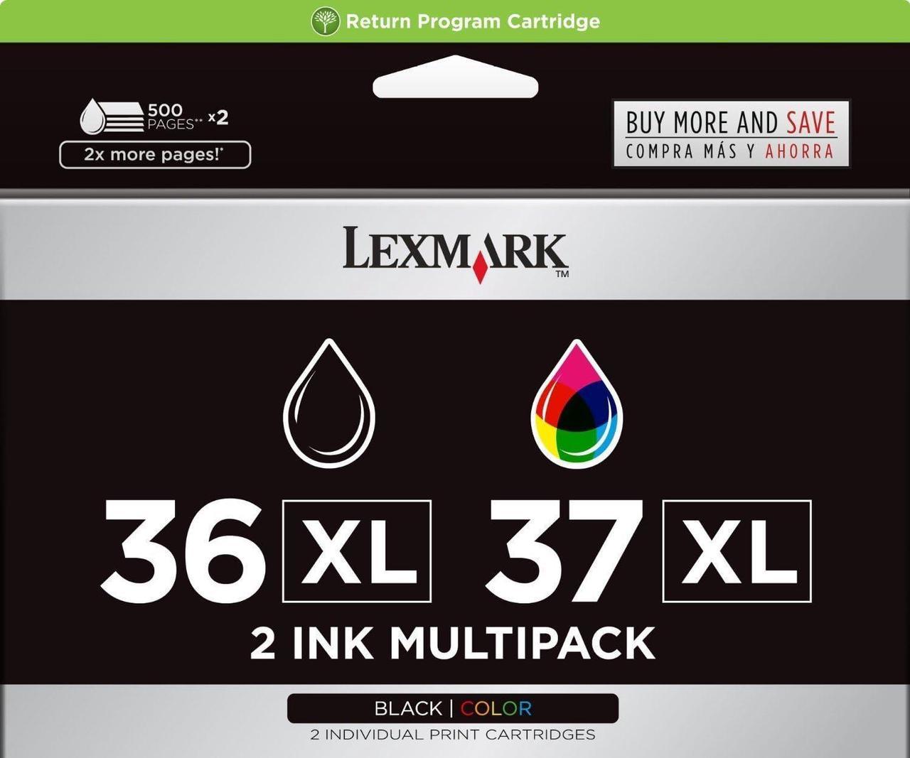 -- 18C2249 (36XL, 37XL) High-Yield Ink, 500 Page-Yield, 2/Pack, Black