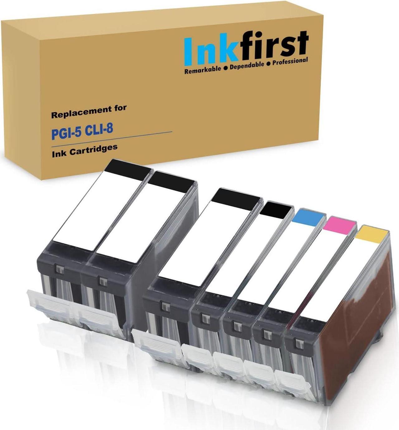 7 Inkfirst Compatible Ink Cartridges Replacement for Canon PGI-5 CLI-8 PGI5 CLI8 PGI-5 CLI-8 (1 Set + 2 PGI) PIXMA MX850 iP4200 iP4300 iP4500 iP5200 iP5200R MP500 MP530 MP600 MP610 MP800