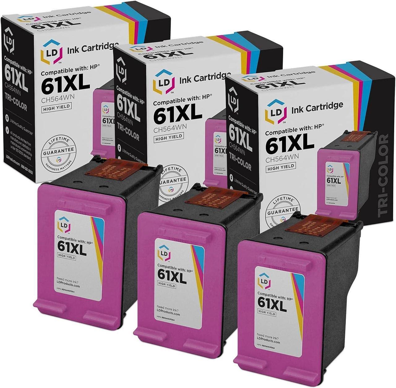 LD Remanufactured Replacements  61XL CH564WN Pack of 3 High Yield Color Ink Cartridges for DeskJet 1000,