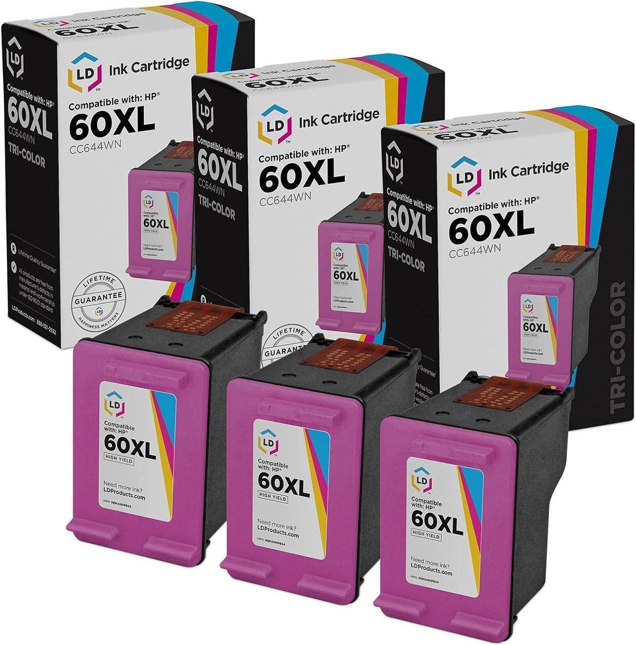 LD Remanufactured Replacement Ink Cartridges for Hewlett Packard CC643WN (HP 60) Tri-Color (3 Pack)