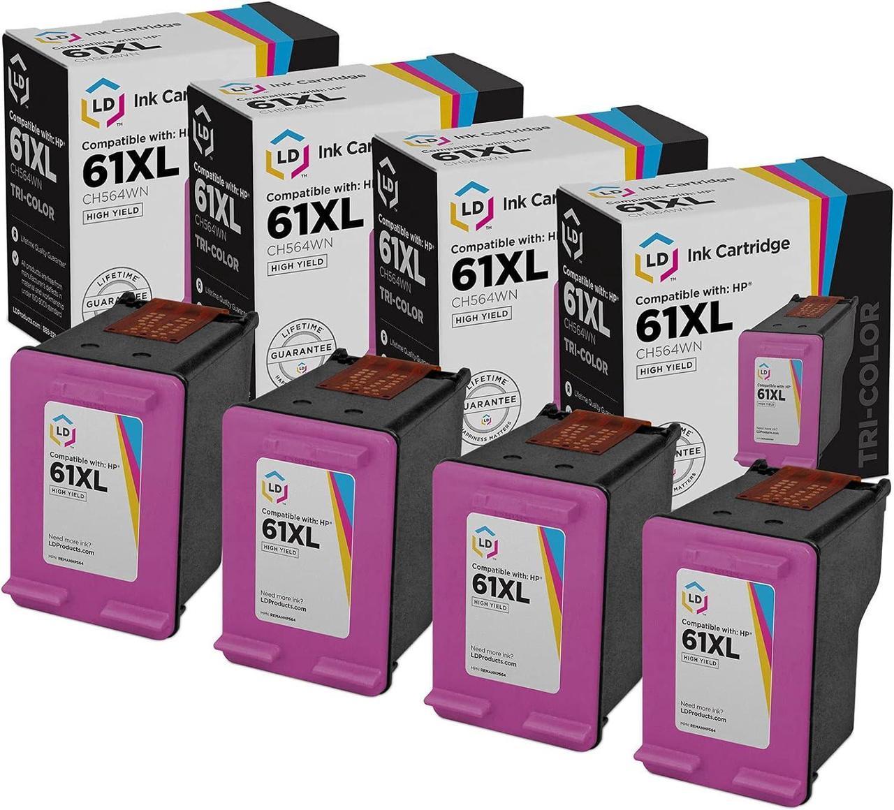 LD Remanufactured Replacements for Hewlett Packard CC564WN 61XL / 61 Set of 4 High Yield Tri-Color Ink Cartridges ...