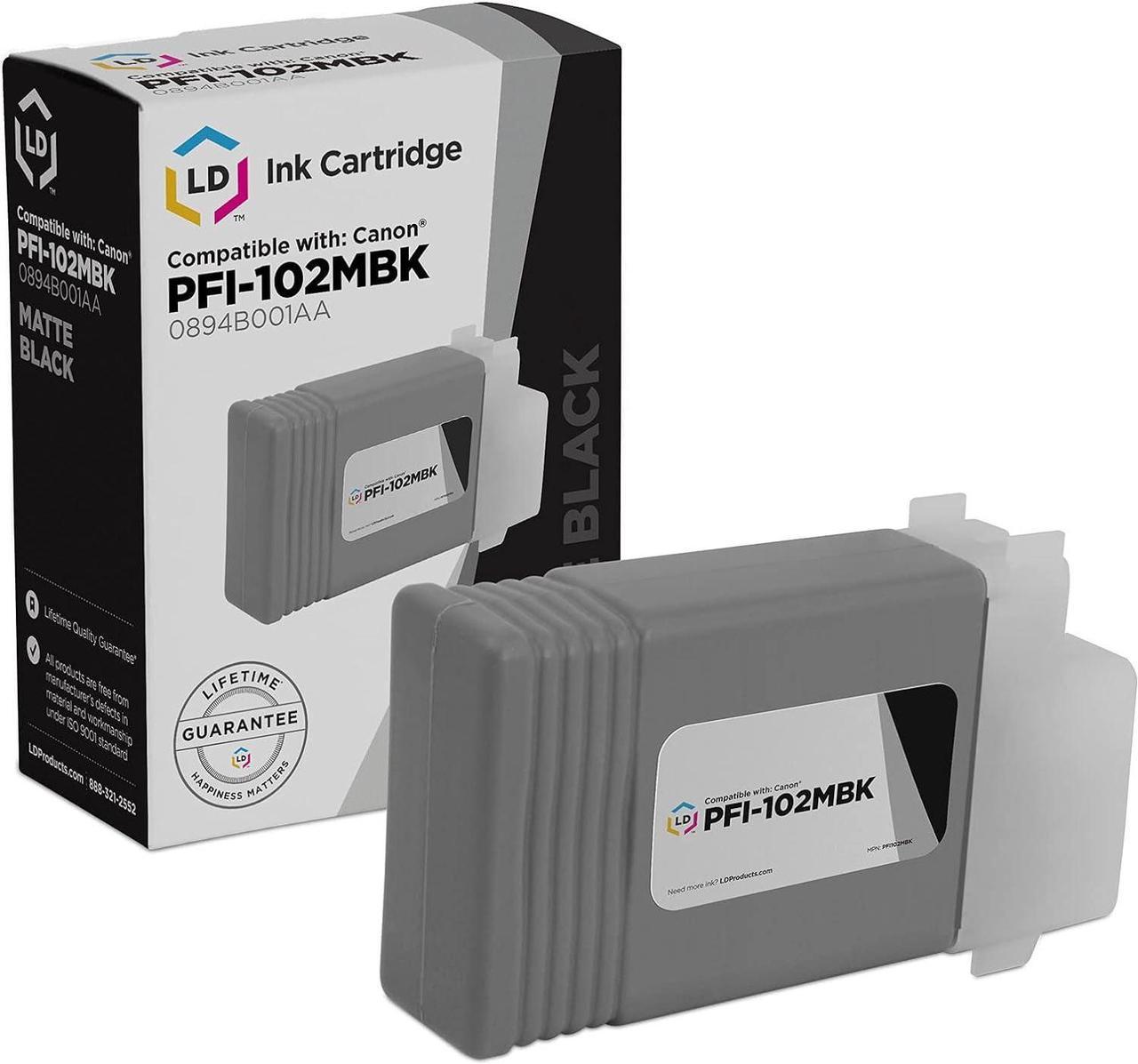 LD Compatible Ink Cartridge Replacement for Canon PFI-102MBk 0894B001AA (Matte Black)