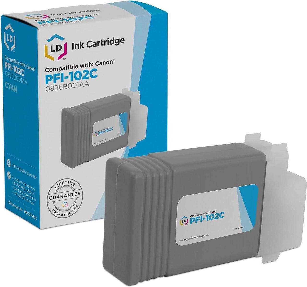 LD Compatible Ink Cartridge Replacement for Canon PFI-102C 0896B001AA (Cyan)