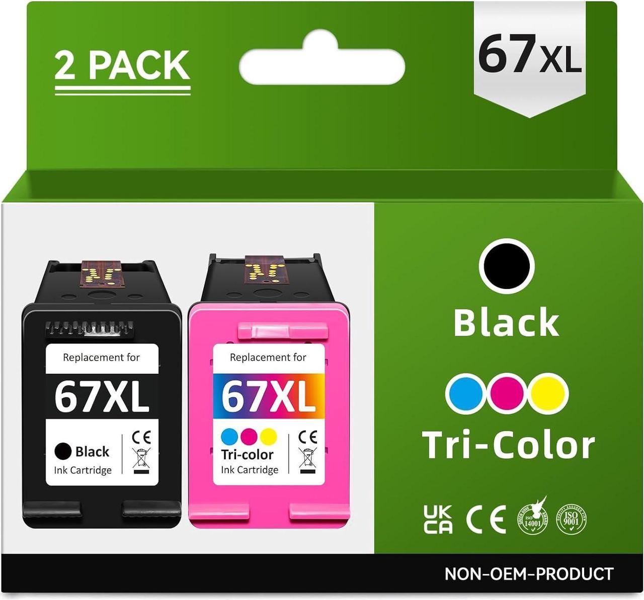 MaxPage Remanufactured Ink Cartridge Replacement  67 67XL Combo Pack Black Color Fit for DeskJet 2700 2755 2722 2732 2752 2755e 4155e Plus 4155, Envy 6000 6400 6055e 6455e 6055 Pro 6455 Printer