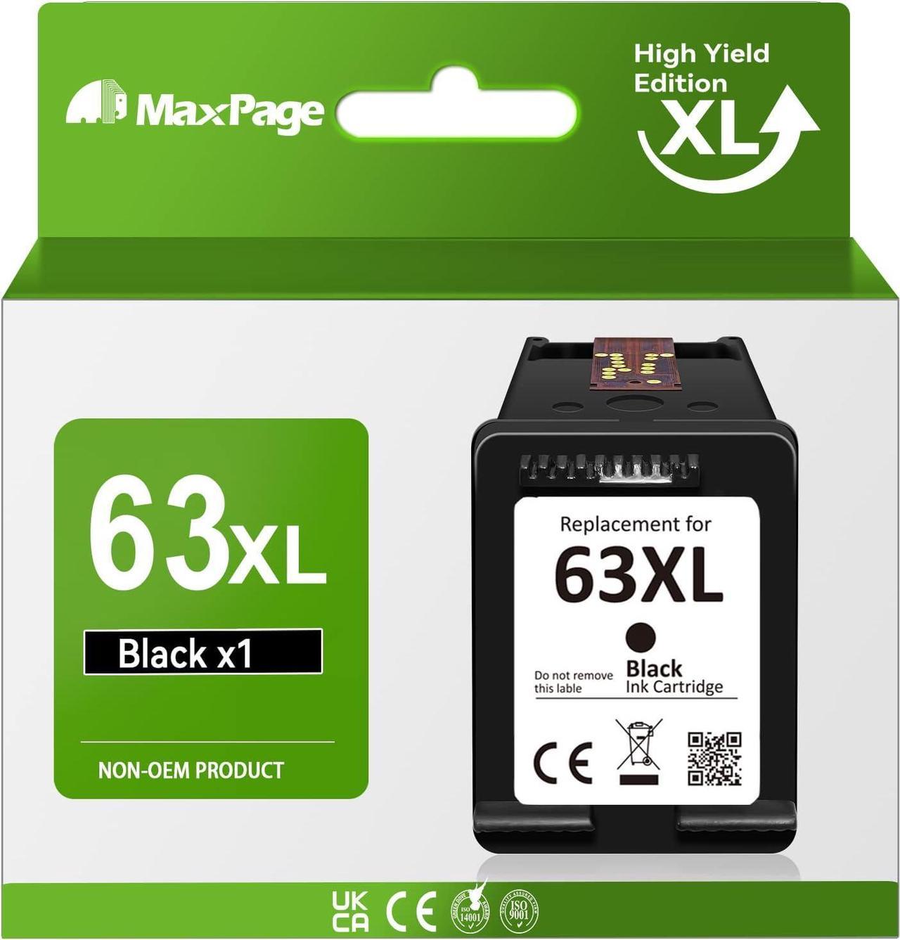 MaxPage 63XL Black High-Yield Ink Cartridge Compatible  63XL Works for OfficeJet 4650 5255 3830 4655 5200 4652 5252,for Envy 4520 4510 4512 3634,for DeskJet 3636 1112 3630 2130 3632 2132 3637 Printer