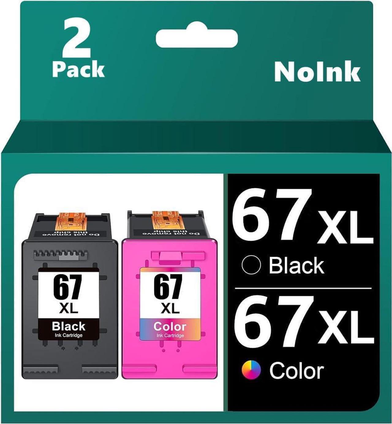 67 67xl 67 XL Ink Cartridges Replacement  67 Ink Cartridges Encre HP 67 Deskjet 2732 2755 Envy 6052 6058 6075 (1 Black,1 Tri-Color, 2 Pack)