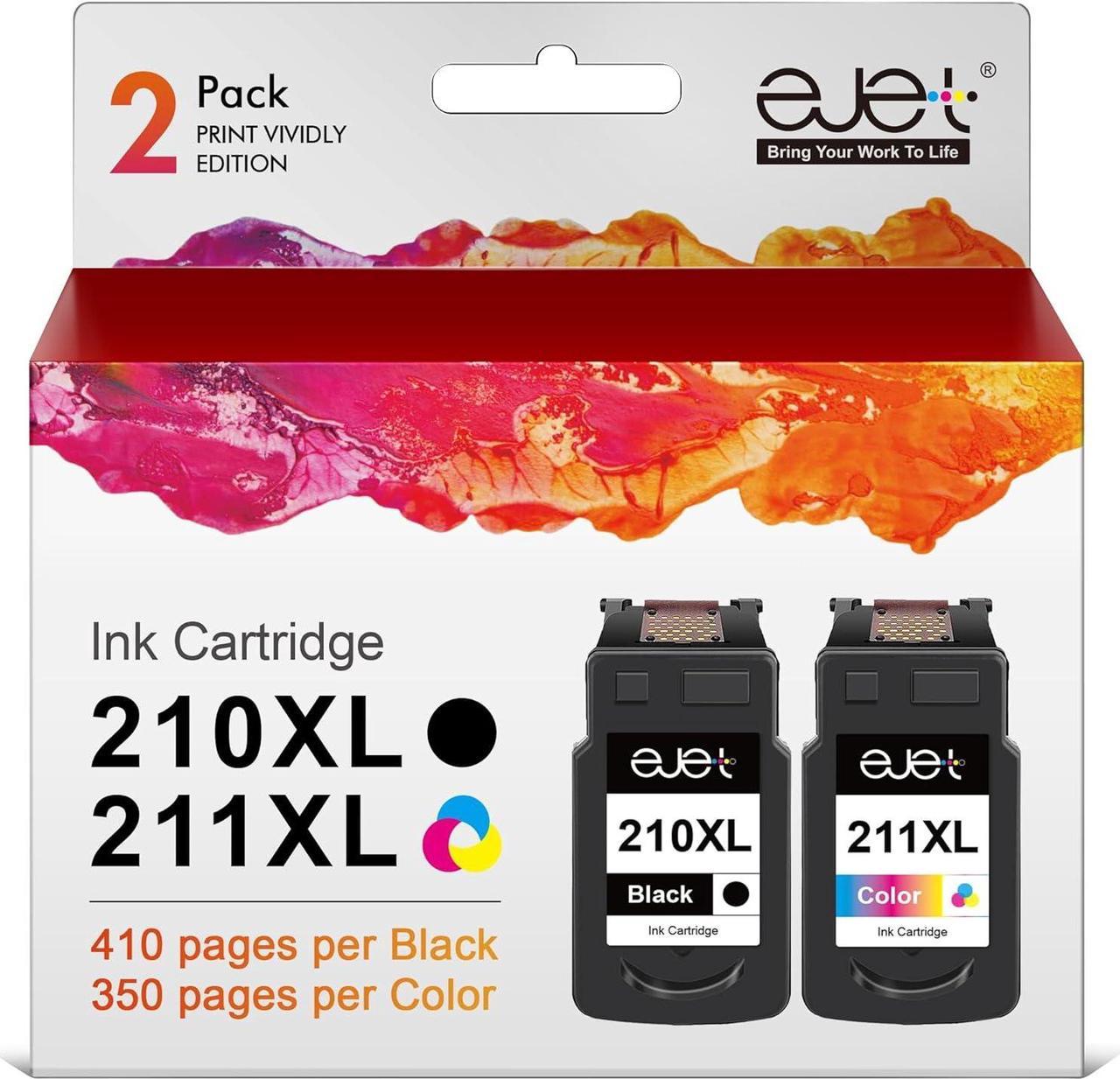 PG-210XL/CL-211XL Ink Cartridges Compatible Replacement for Canon 210 211, Remanufactured 210XL 211XL Ink Combo Pack Use to Canon MP495 MP280 MP490 MP480 MP270 MP240 MX420 MX410 MX350 (2 Pack)