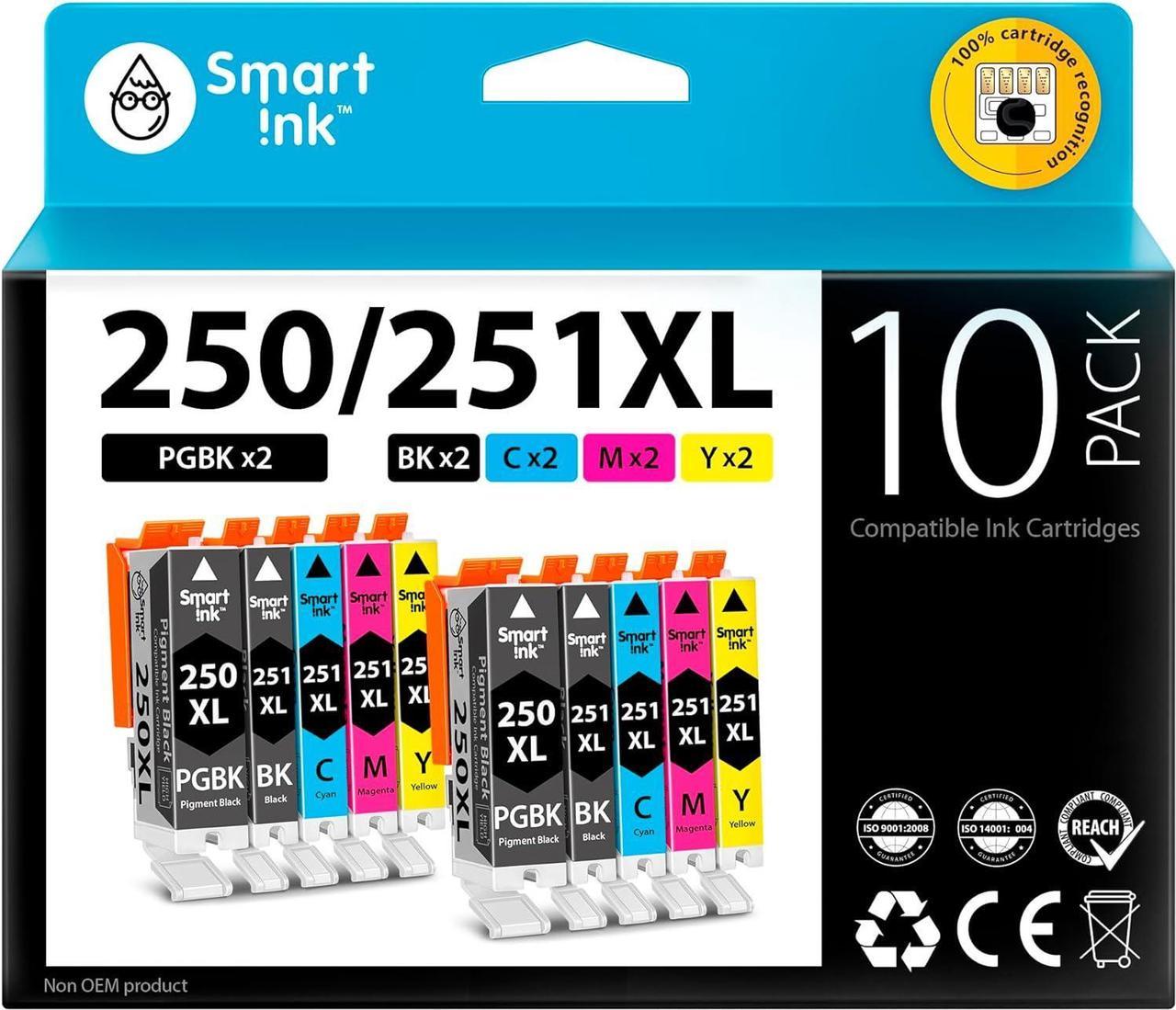 Smart Ink Compatible Ink Cartridge Replacement for Canon CLI-251XL PGI-250XL PGI 250 CLI 251 (1PGBK & 1BK/C/M/Y 10 Combo Pack) for Pixma MX722 MX922 iP7220 iX6820 MG5420 MG5422 MG5520 MG5522 MG5620