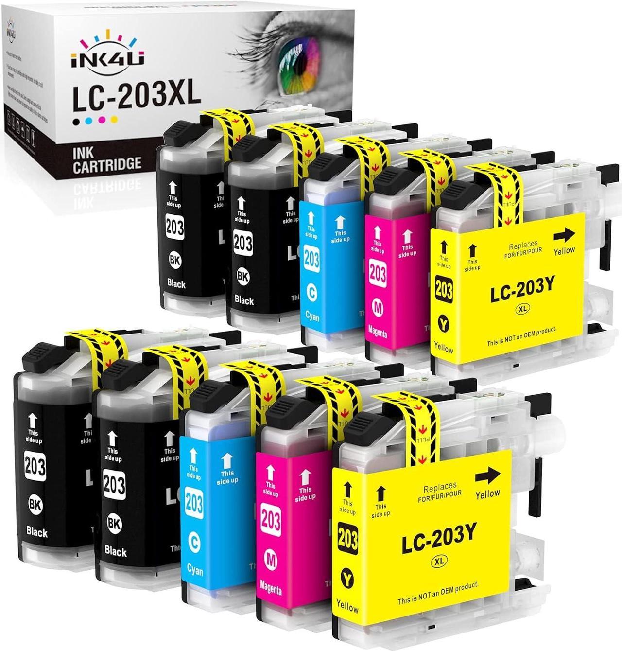 INK4U LC203 LC201 Compatible Ink Cartridge Replacement for Brother LC203XL LC201XL 203 103 (4B 2C 2M 2Y, 10 Pack) High Yield | Work with MFC-J480DW MFC-J680DW MFC-J880DW MFC-J885DW MFC-J4420DW Printer