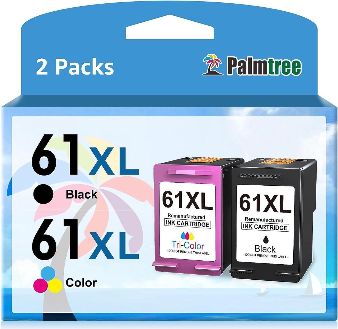 Palmtree Remanufactured Ink Cartridges Replacement  61XL 61 XL to use with Envy 4500 5535 5530 5534 Deskjet 1000 1056 1010 1510 1512 2540 Officejet 4630 Printer (1 Black, 1 Tri-Color)