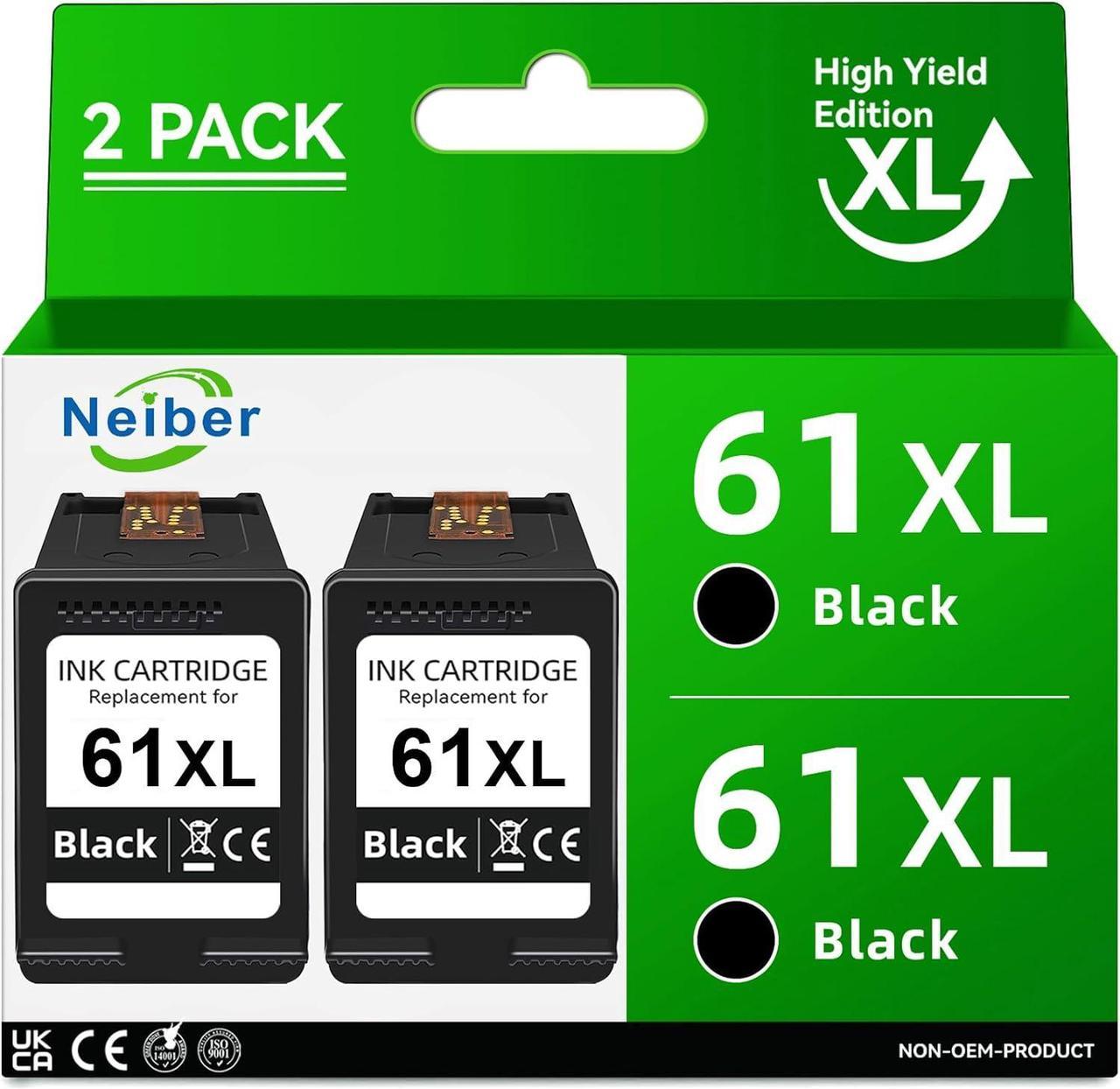 Higher Yield  61 Black Ink Cartridge, 61 Ink Cartridges  Ink 61 61XL Black  Envy 4500 Ink, Remanufactured,  Envy 5530 DeskJet 2540 2542 3050 3050a OfficeJet 4630 Printer