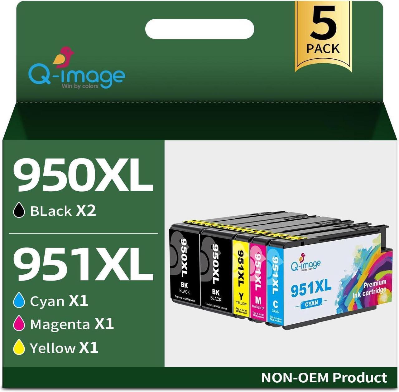 5-Pack Larger Capacity 950XL and 951XL Ink cartridges Combo Pack, Replacement  950 951 XL Ink Cartridges Works with OfficeJet Pro 8600 8610 8620 8625 8630 8100 Printer Ink (2BK/1C/1M/1Y)