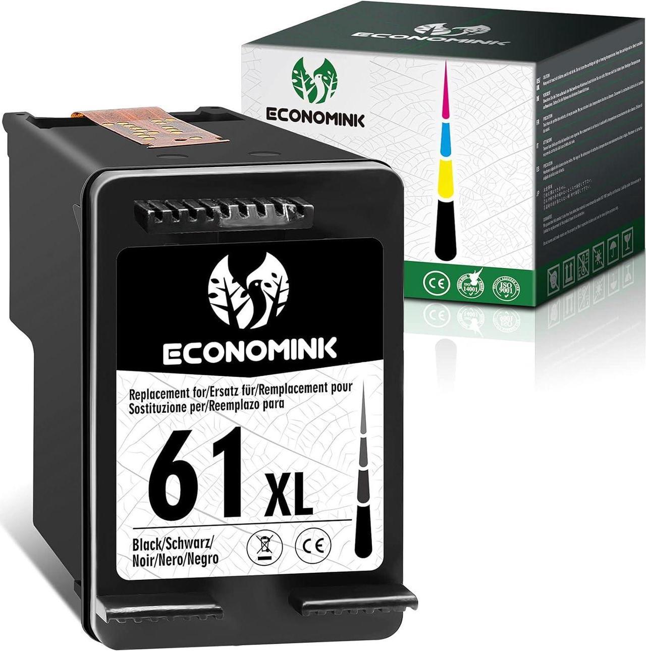 61 Black Ink Cartridge, Economink Remanufactured Replacement  61XL HP61 for DeskJet 2512 1512 2542 2540 2544 3000 3052a 1055 3051a 2548 for OfficeJet 4630 for Envy 5530 4502 4500