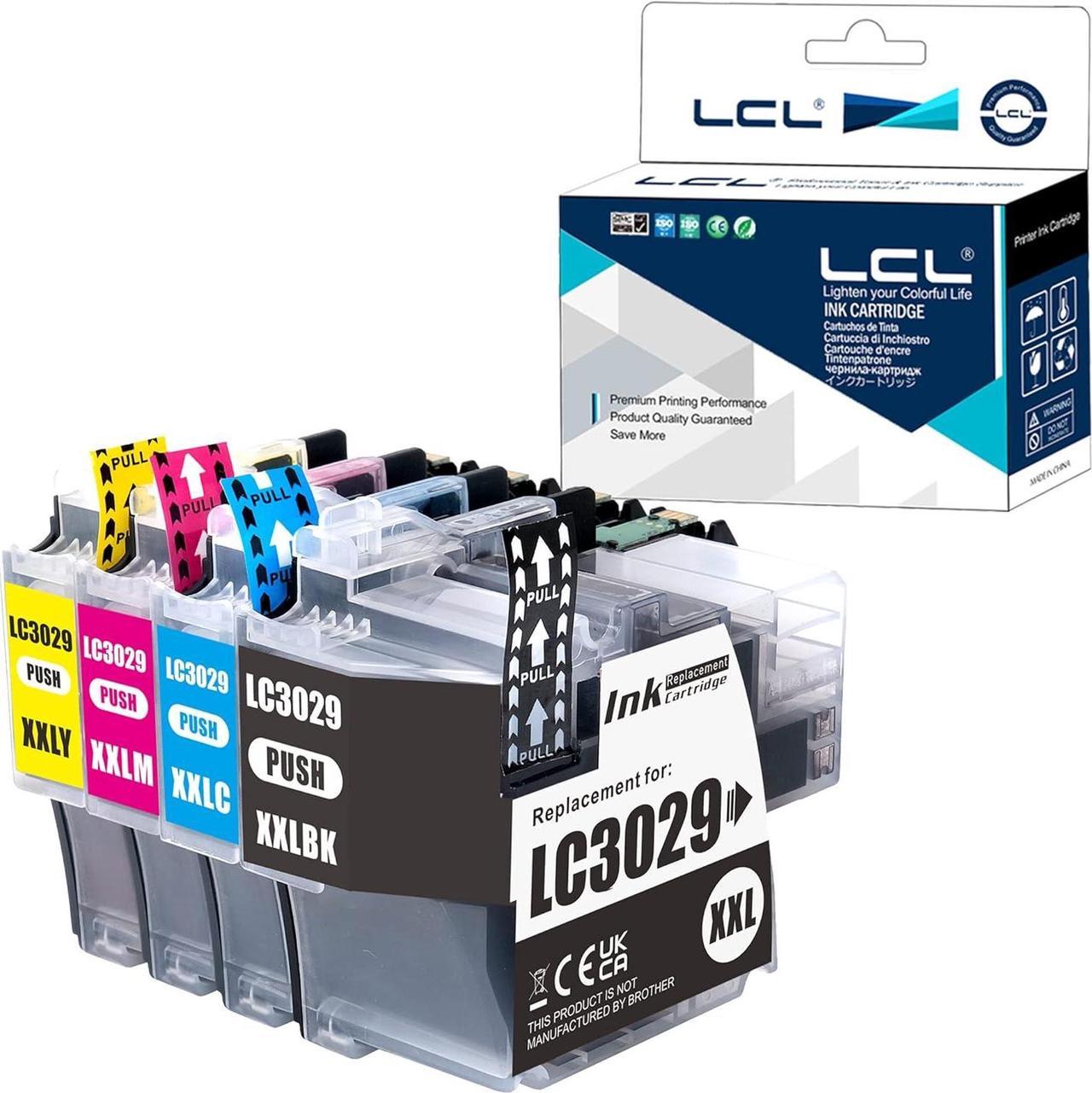 LCL Compatible for Brother LC3029 XXL LC3029BK LC3029C LC3029M LC3029Y High Yield (4-Pack,Black Cyan Magenta Yellow) Ink Cartridge for Brother MFC-J5830DW MFC-J5830DWXL MFC-J5930DW MFC-J6535DW