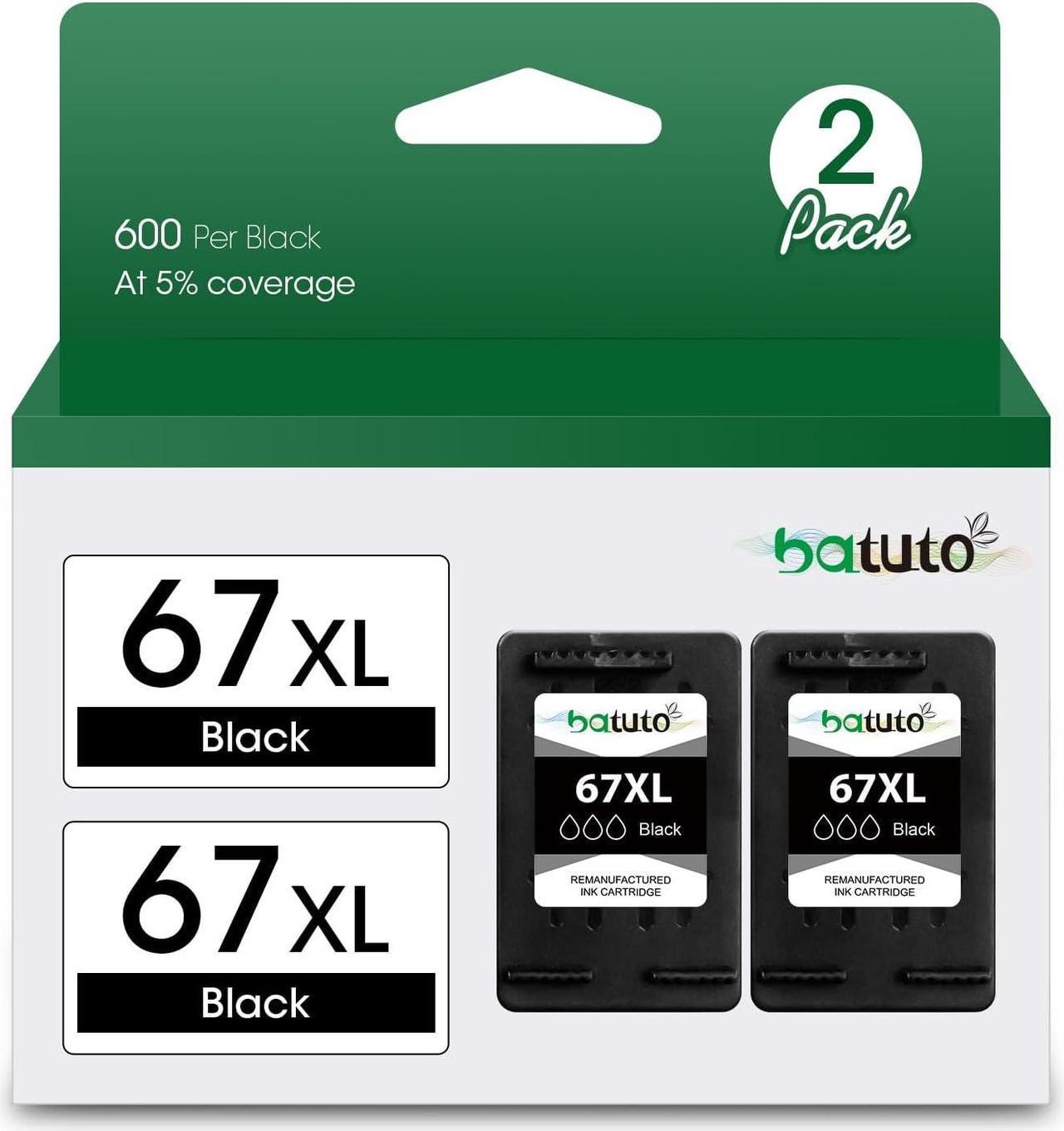 batuto Remanufactured  67 Black Combo Pack Ink Cartridges Replacement  67xl Ink Cartridges for DeskJet 2700 2755 2752 Envy 6055 6000 6052 Plus 4100 4155 Pro 6455 6452 Encre HP 67