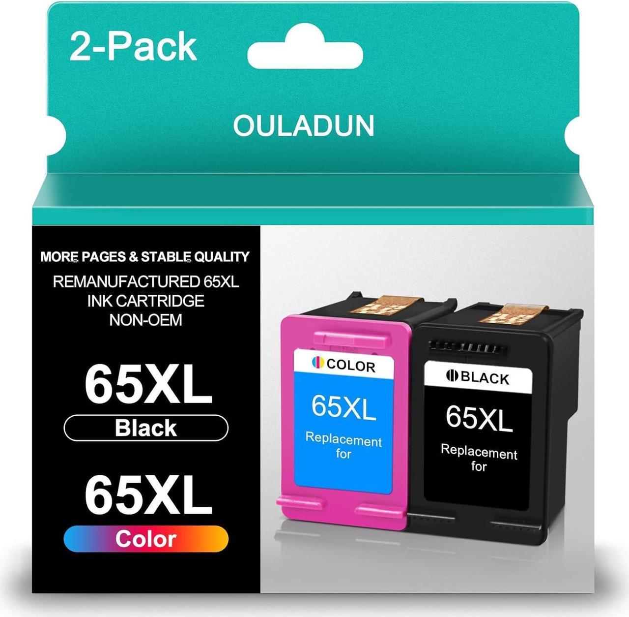 65XL Black/Color Ink Cartridges Replacement  65 XL High Yield for DeskJet 2600 3755 2655 3752 3700 Envy 5052 5000 5010 5055 5070 Printer (2-Pack)