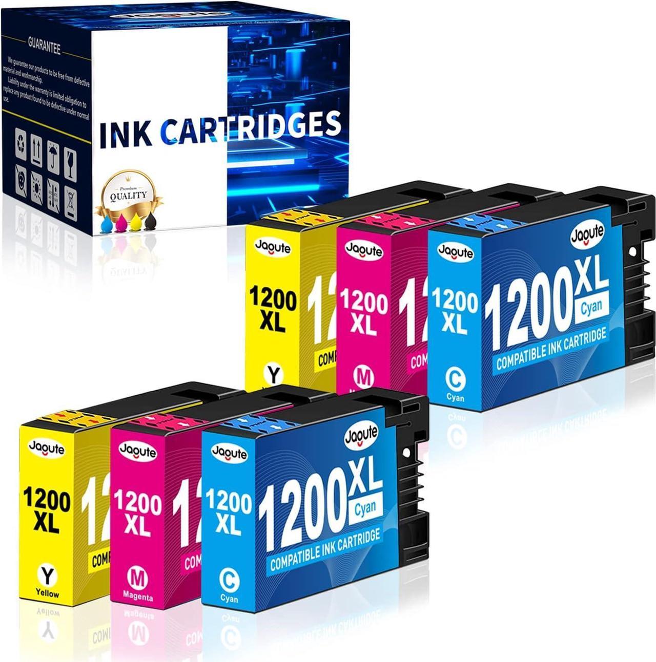 Jagute 1200XL Color Ink Cartridges Combo Pack Replacement for Canon PGI-1200XL PGI-1200 XL 1200XL Work with Maxify MB2050 MB2320 MB2020 MB2720 MB2120 MB2350 Printers (2Cyan/2Magenta/2Yellow, 6-Pack)