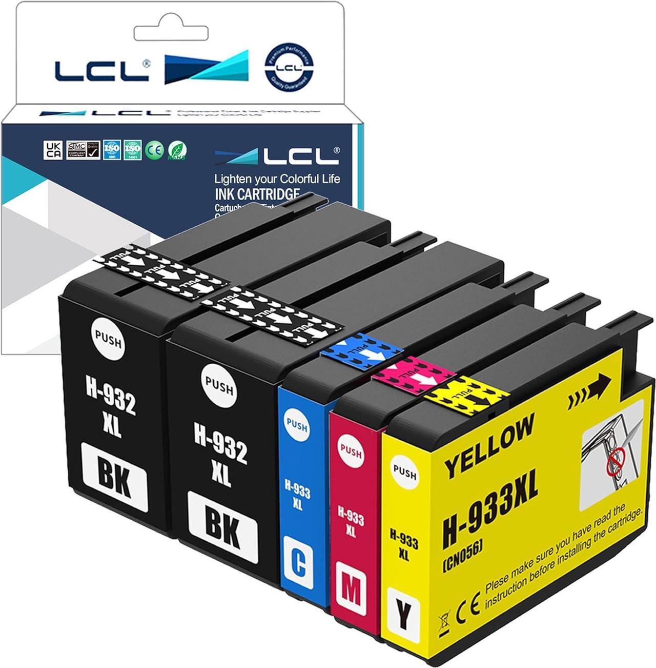 LCL Compatible  932XL 933XL CN053AN CN054AN CN055AN CN056AN High Yield (5-Pack 2Black Cyan Magenta Yellow) Ink Cartridge  Officejet 6100 6600 6700 7110 7610 7612 7510 7512