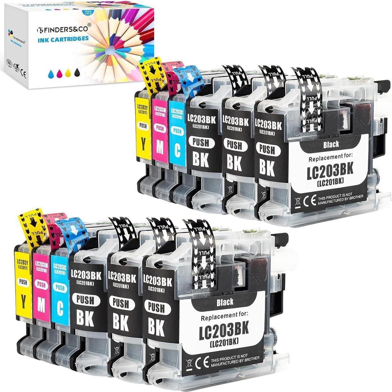 F FINDERS&CO LC203 LC201 Ink Cartridges for Brother LC201XL LC203XL Ink to Work with Brother MFC-J460DW MFC-J480DW MFC-J485DW MFC-J680DW MFC-J880DW MFC-J885DW Printer (6BK 2C 2M 2Y, 12 Pack)