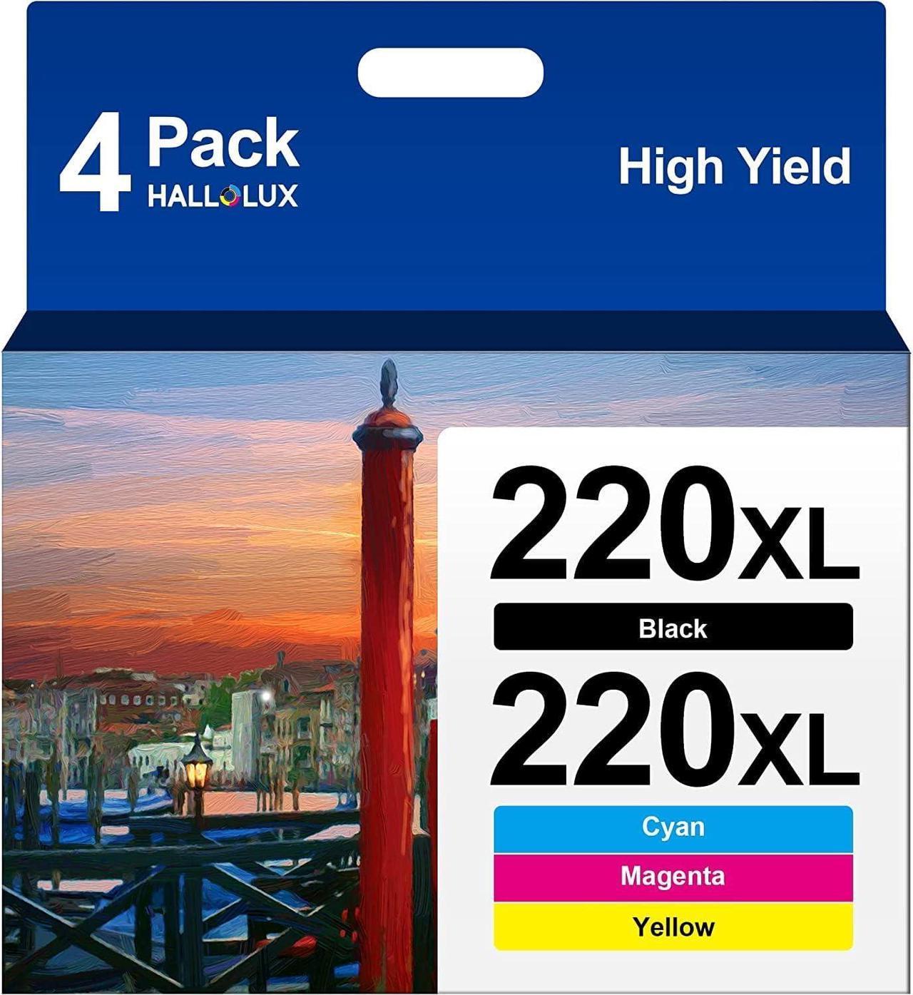 High Yield 220XL Ink Cartridges Remanufactured Replacement 220 XL Combo Pack Use with WF-2760 WF-2750 WF-2660 WF-2650 WF-2630 XP-424 XP-420 XP-320 Black Cyan Magenta Yellow, 4 Pack