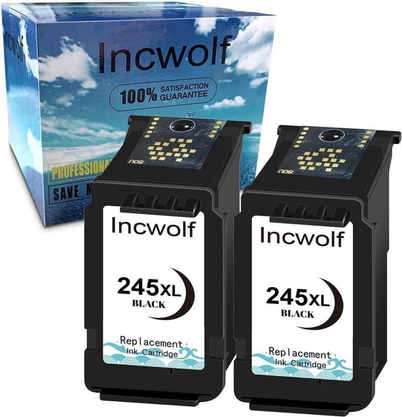 INCWOLF 245XL Ink cartridges Replacement for Canon Ink 245 245XL PG-245XL PG-243 to use with Canon Printers TS302 MX490 MX492 G2420 MG2520 MG2522 MG2525 MG2920 MG3020 MG2555 Printer(2 Black)