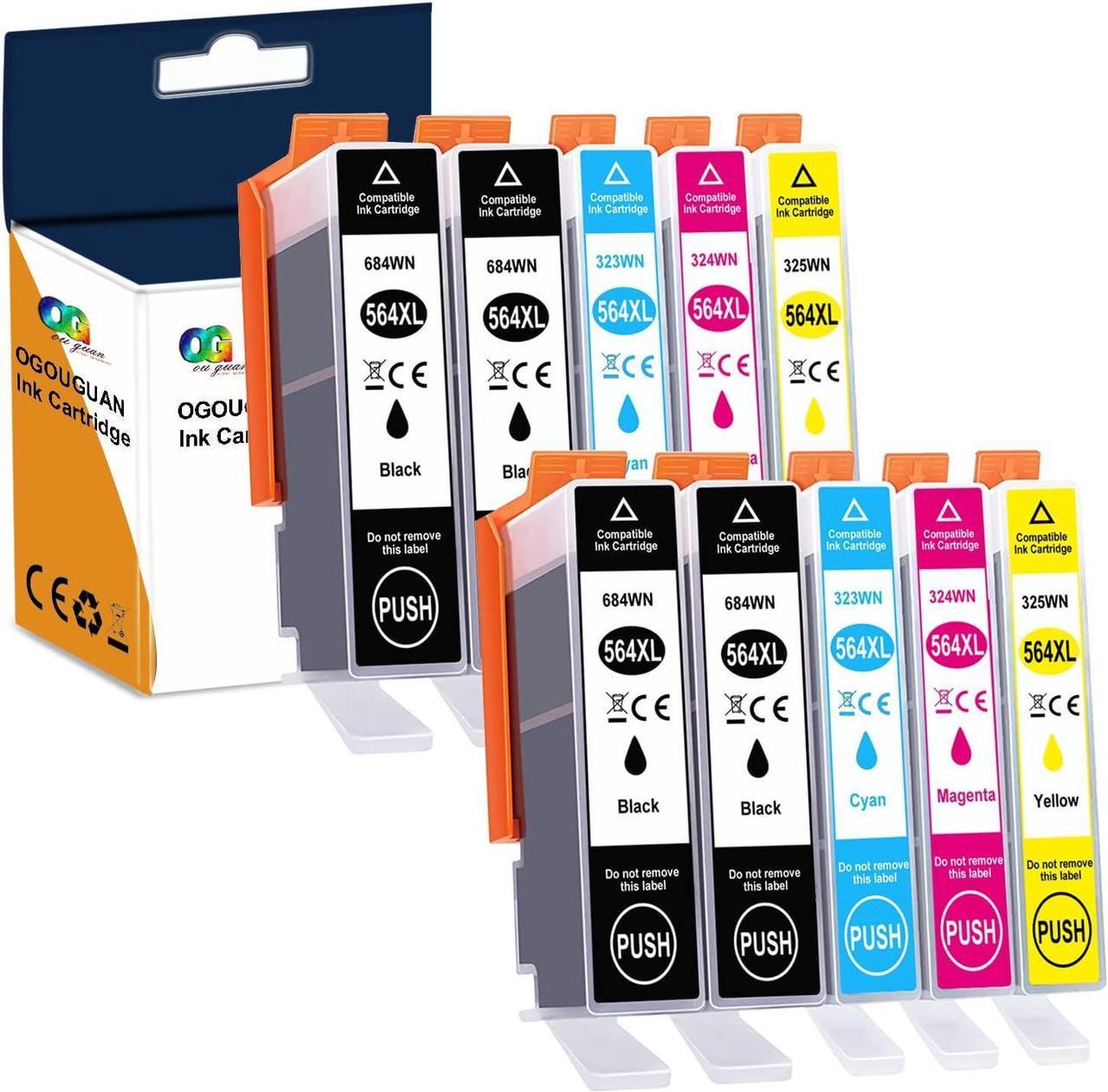 Ouguan Ink Compatible Ink Cartridges Replacement  564 564xl (6Colors 4BK 10 Pack),Work with  Photosmart 6520 5520 4620 5510 C410a 6525 5514 OfficeJet 7510 4620 DeskJet 3522