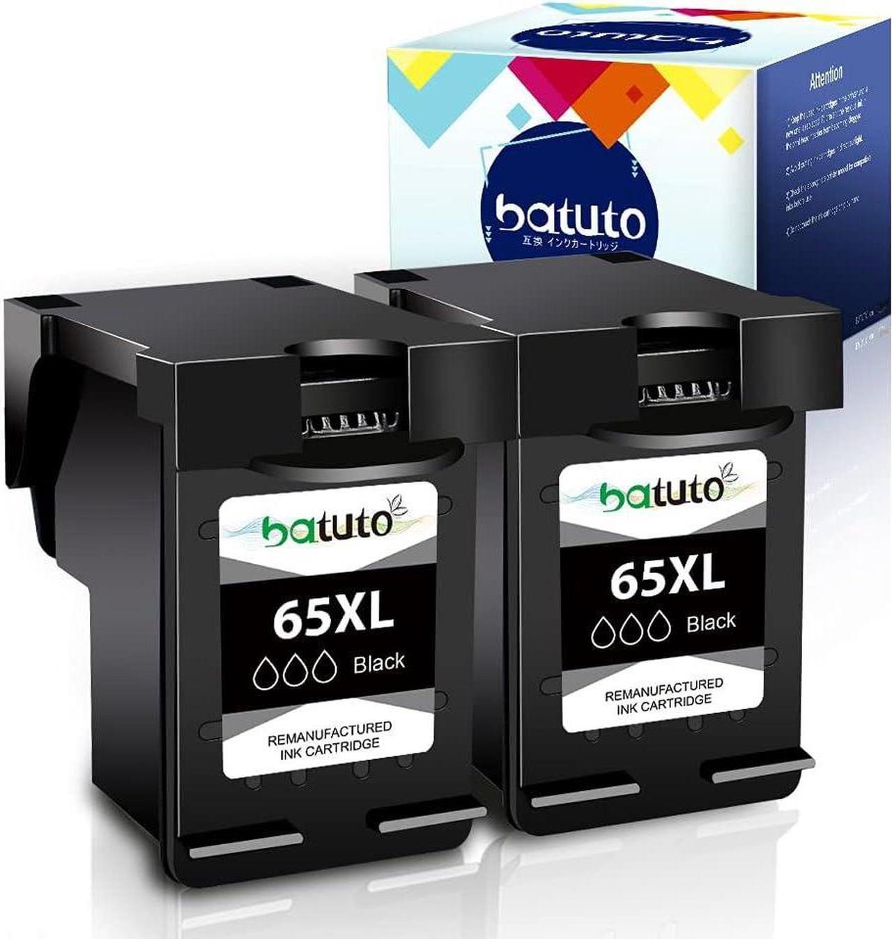 batuto Remanufactured  65xl Black Ink Cartridge Replacement  65 Ink Cartridges  Envy 5055 5052 5000 5058 DeskJet 2600 2622 2624 2652 2655 3720 3722 3752 3755 3758 AMP 100 (2 Black)