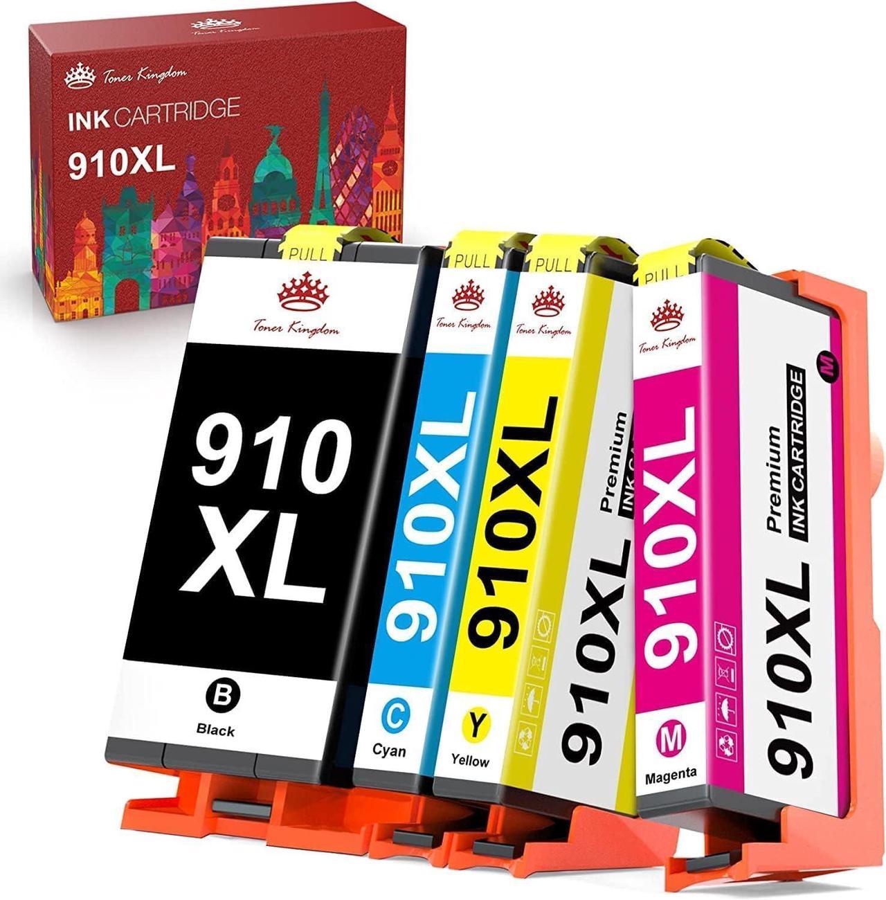 Toner Kingdom Compatible Ink Cartridges Replacement  910XL 910 XL Ink to use with HP OfficeJet Pro 8025 8020 8022 8028 8023 8035 Printers (Black Cyan Magenta Yellow, 4 Pack)