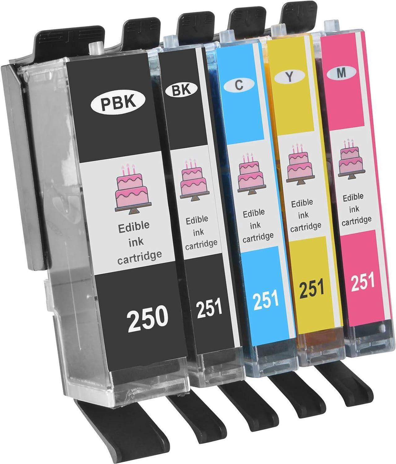 YouTook Compatible for PGI-250 CLI-251 PGI-250XL CLI-251XL Ink Cartridges, C A K E Maker C A K E Printer Work with PIXMA MG5420 MG5520 MG5522 MG5620 MG6320 MG6420 MG6620(5-Pack Included)