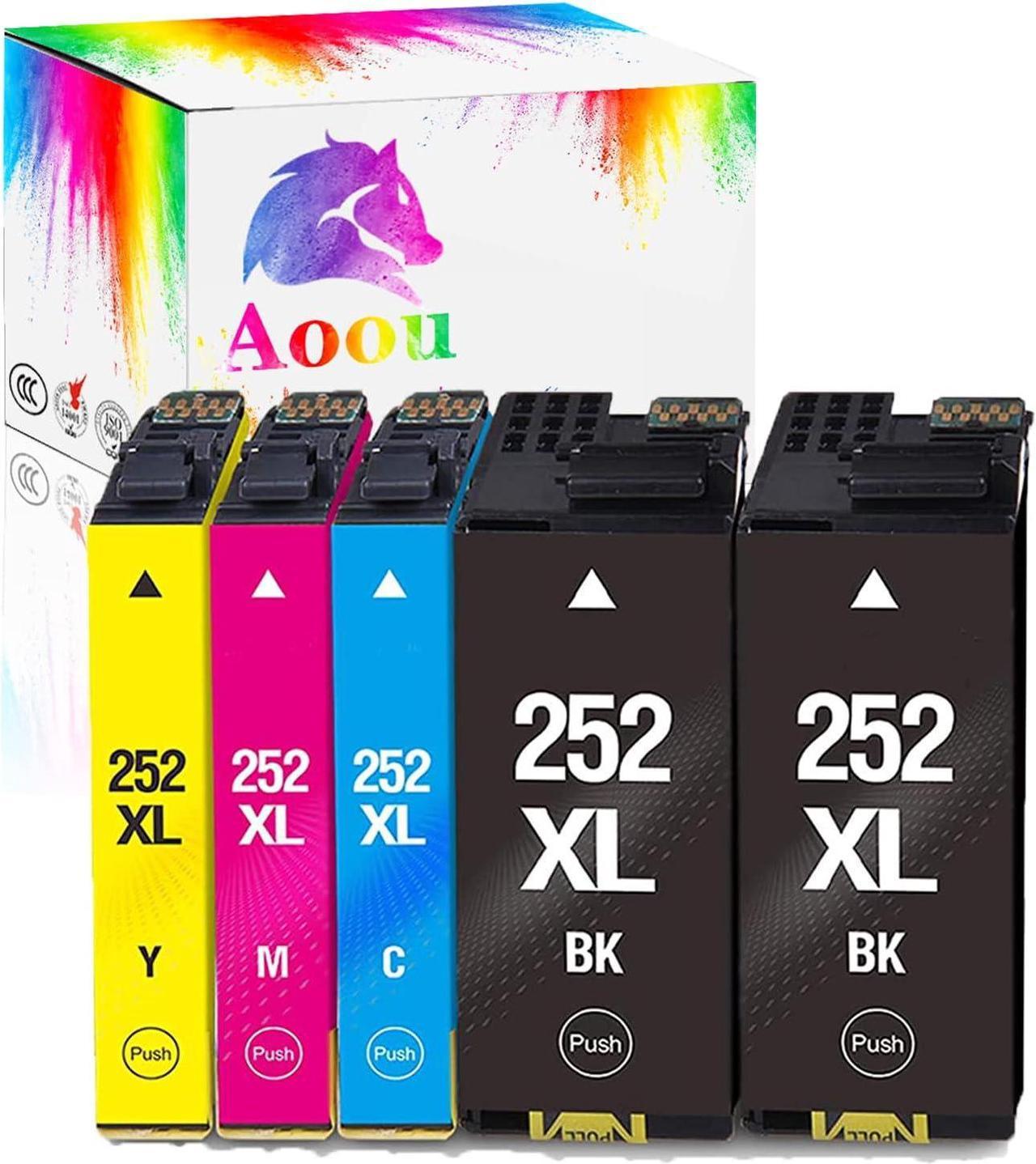 Aoou Remanufactured Ink Cartridge Replacement for Epson 252 T252 252XL for Epson WF-7710 WF-7720 WF-7110 WF-7210 WF-3620 WF-3640 WF-7610 WF-7620 WF-3630 (2 Black 1 Cyan 1 Magenta 1 Yellow)