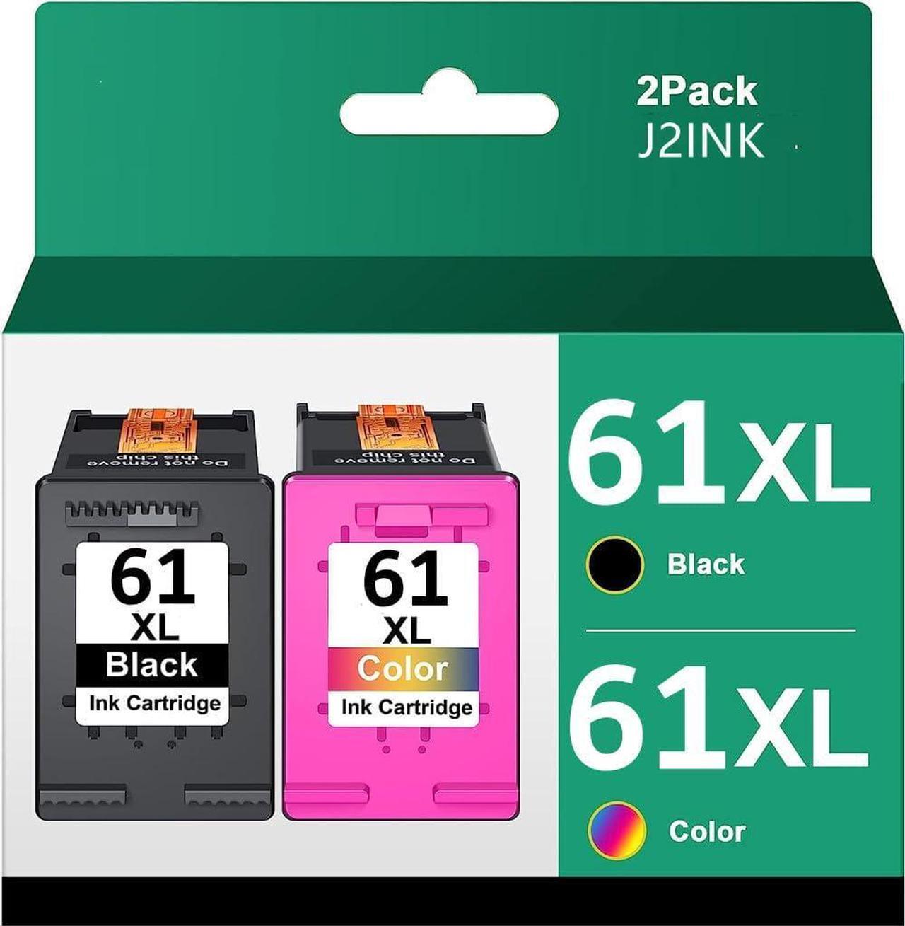 61 61xl 61 XL Ink Cartridge Black and Colour Replacement for Encre HP 61 HP Ink 61 61 XL 61xl Envy 4500 530 Ink Cartridges (1 Black,1 Tri-Color, 2 Pack) (2)