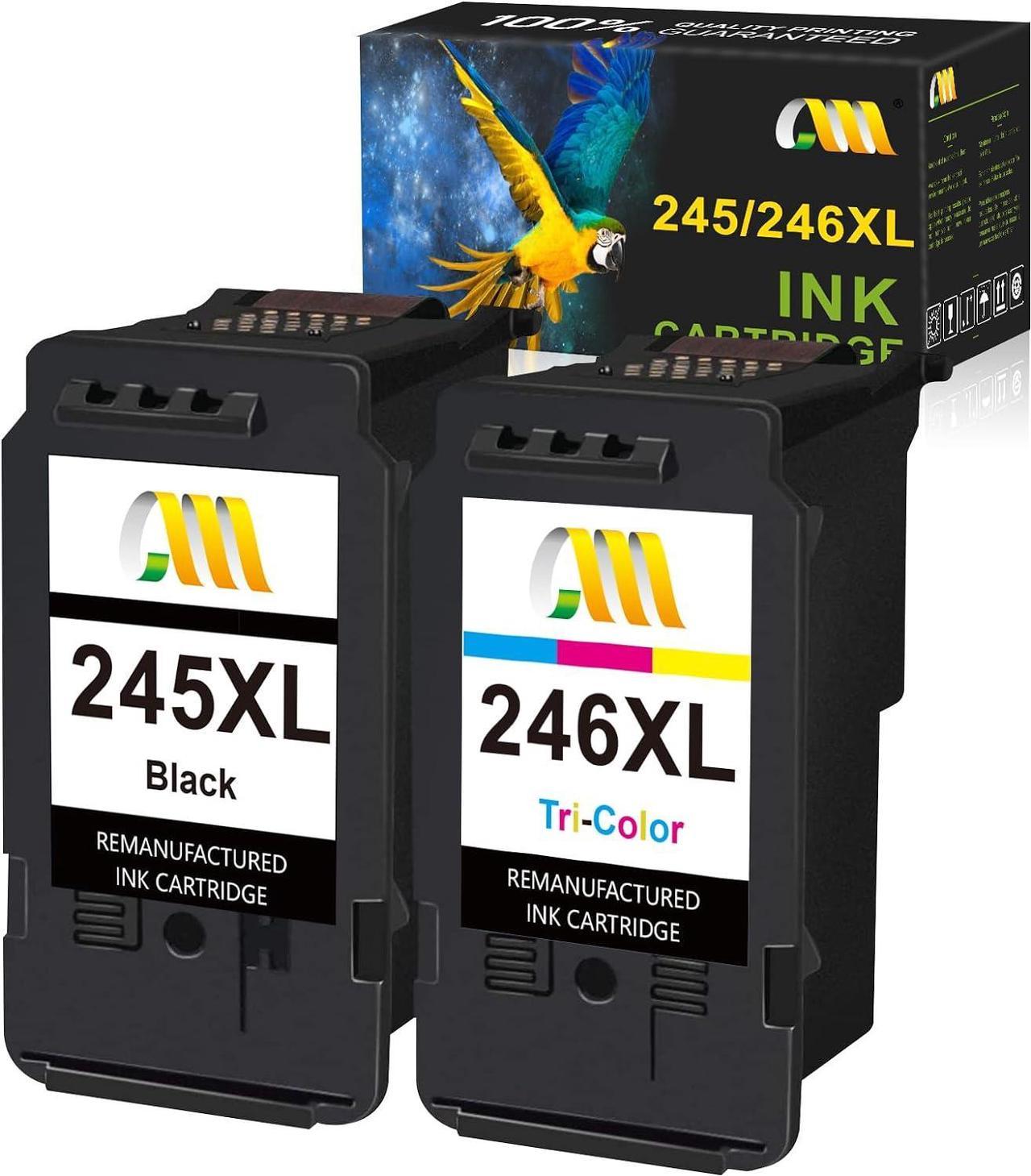 CMCMCM Ink Cartridge Replacement for Canon PG-245XL CL-246XL PG-243 CL-244 High Yield Ink for Pixma TS3120 MG2520 MX492 TR4520 TS202 MG2525 MG3022 MG2522 MG2922 Printer (Black  Tri-Color, 2-Pack)