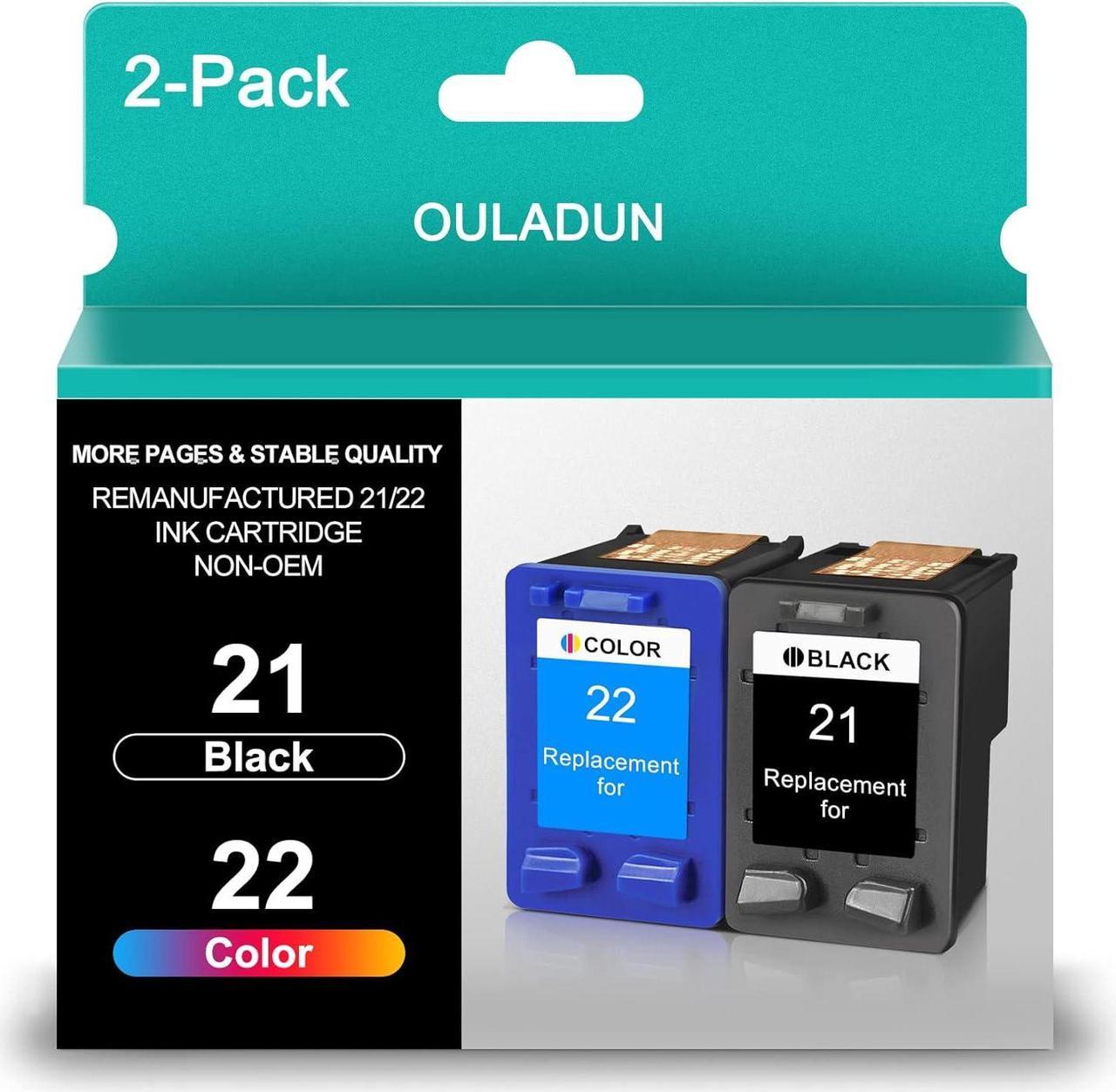 21XL 22XL Remanufactured Ink Cartridge Replacement  21 22 (C9351AN & C9352AN)  Deskjet F4180 F2210 D1560 D1530 D1420 D1520 PSC 1410 Officejet 4315 J3680 Printer (Black Color2-Pack)